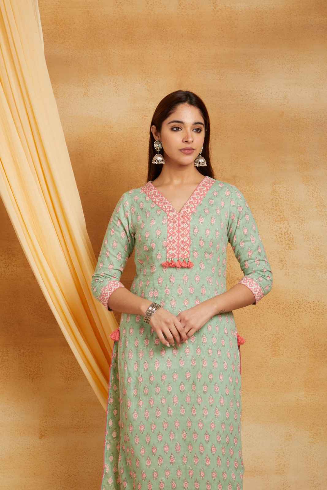 Green Gad Block Printed Single Kurta