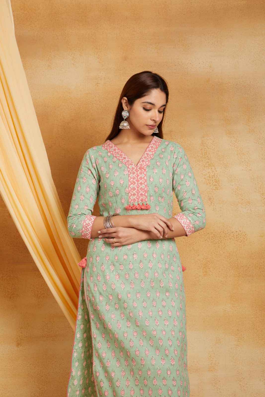 Green Gad Block Printed Single Kurta