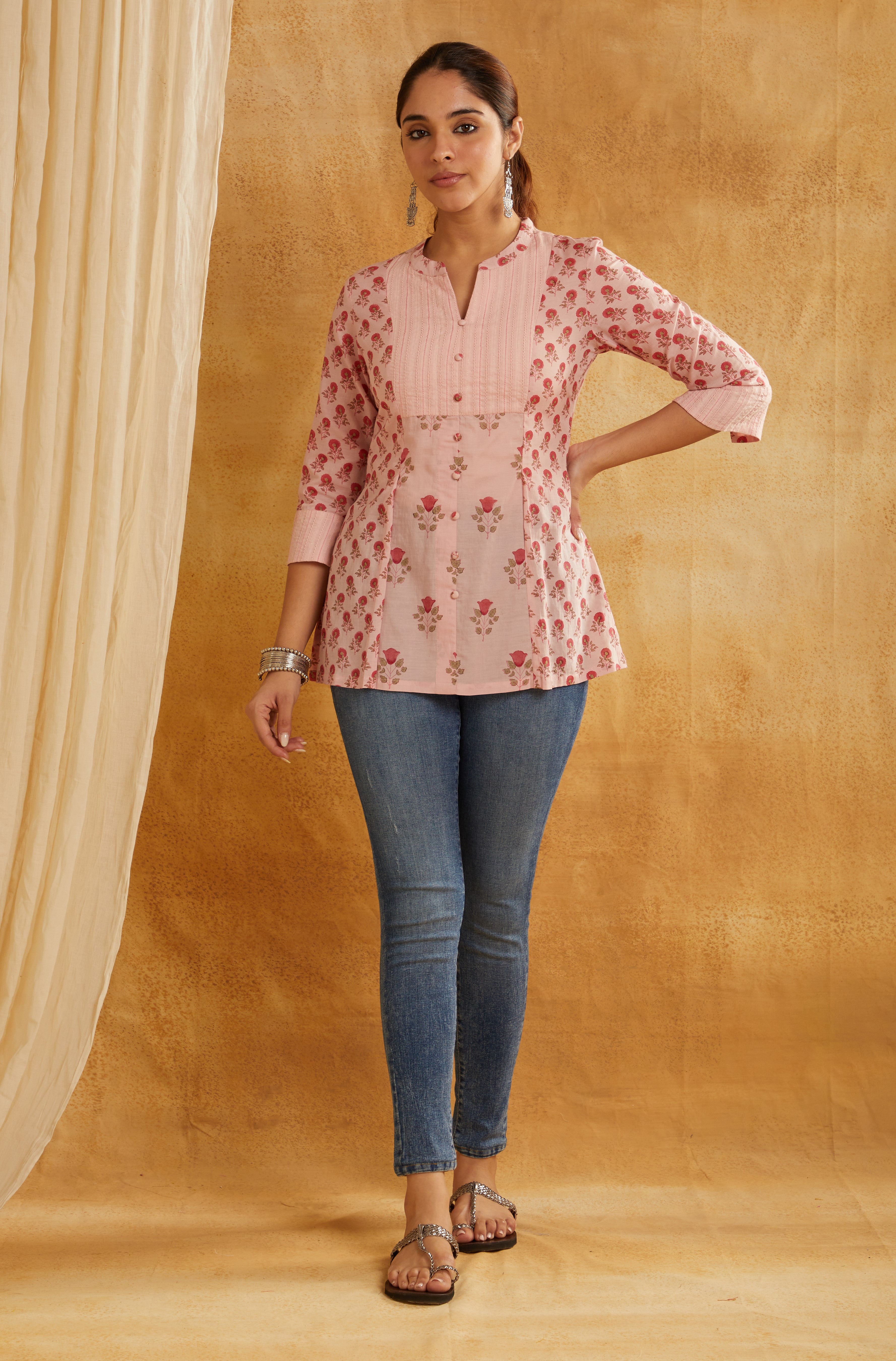 Rose Garden Cotton Short Kurti