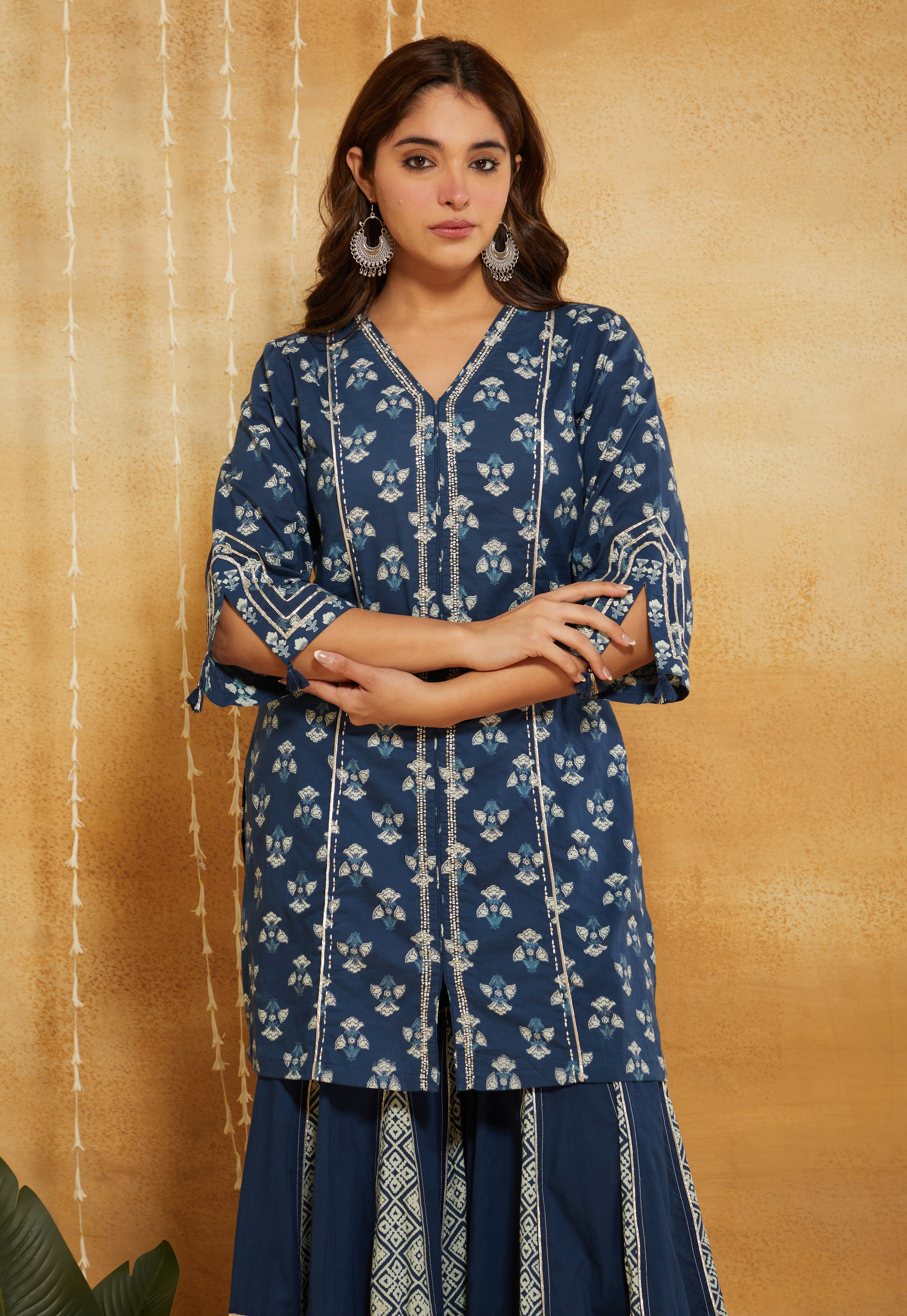 Nargis Indigo Sharara Suit Set