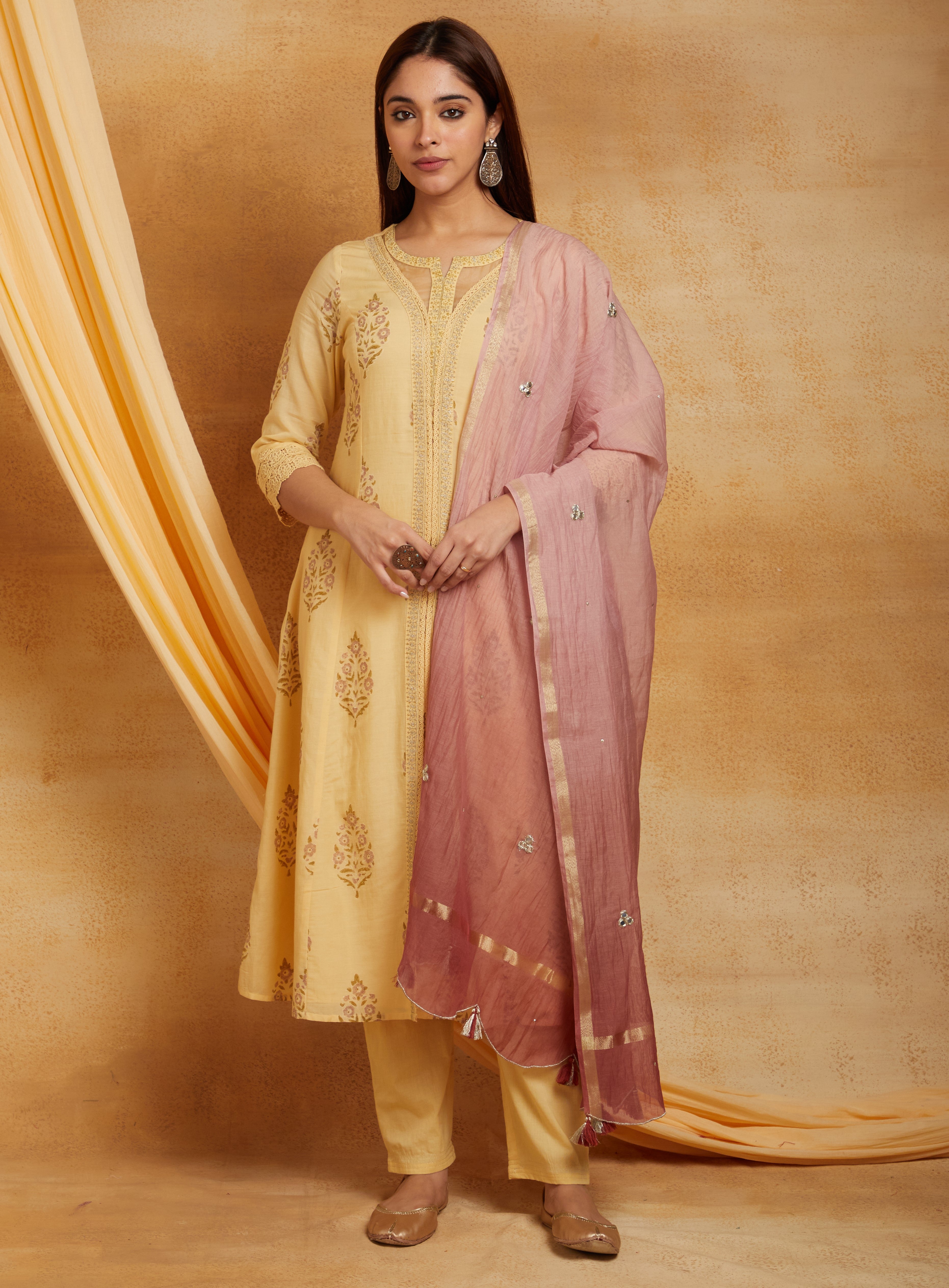 YELLOW SUSHI VOILE SUIT SET