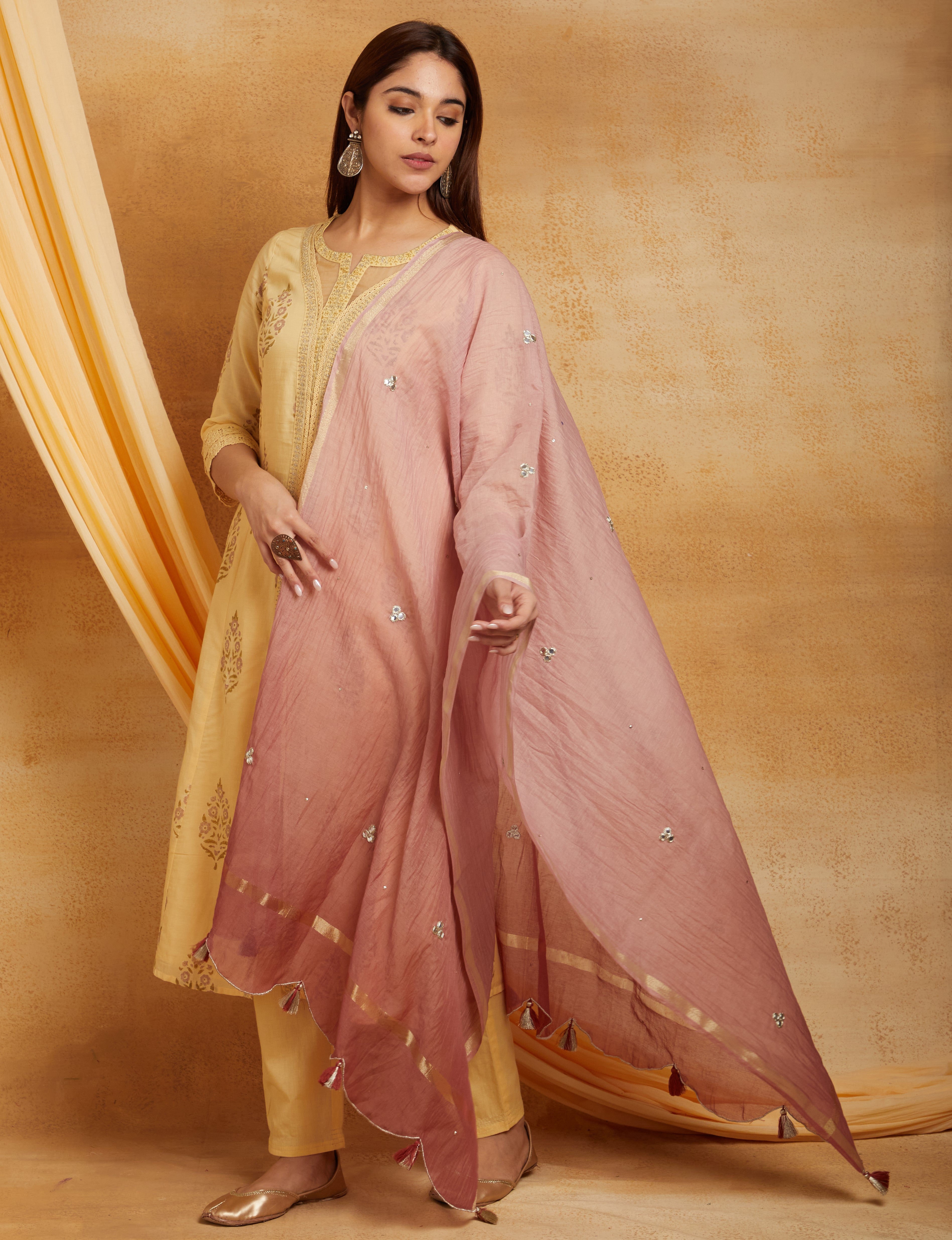 YELLOW SUSHI VOILE SUIT SET