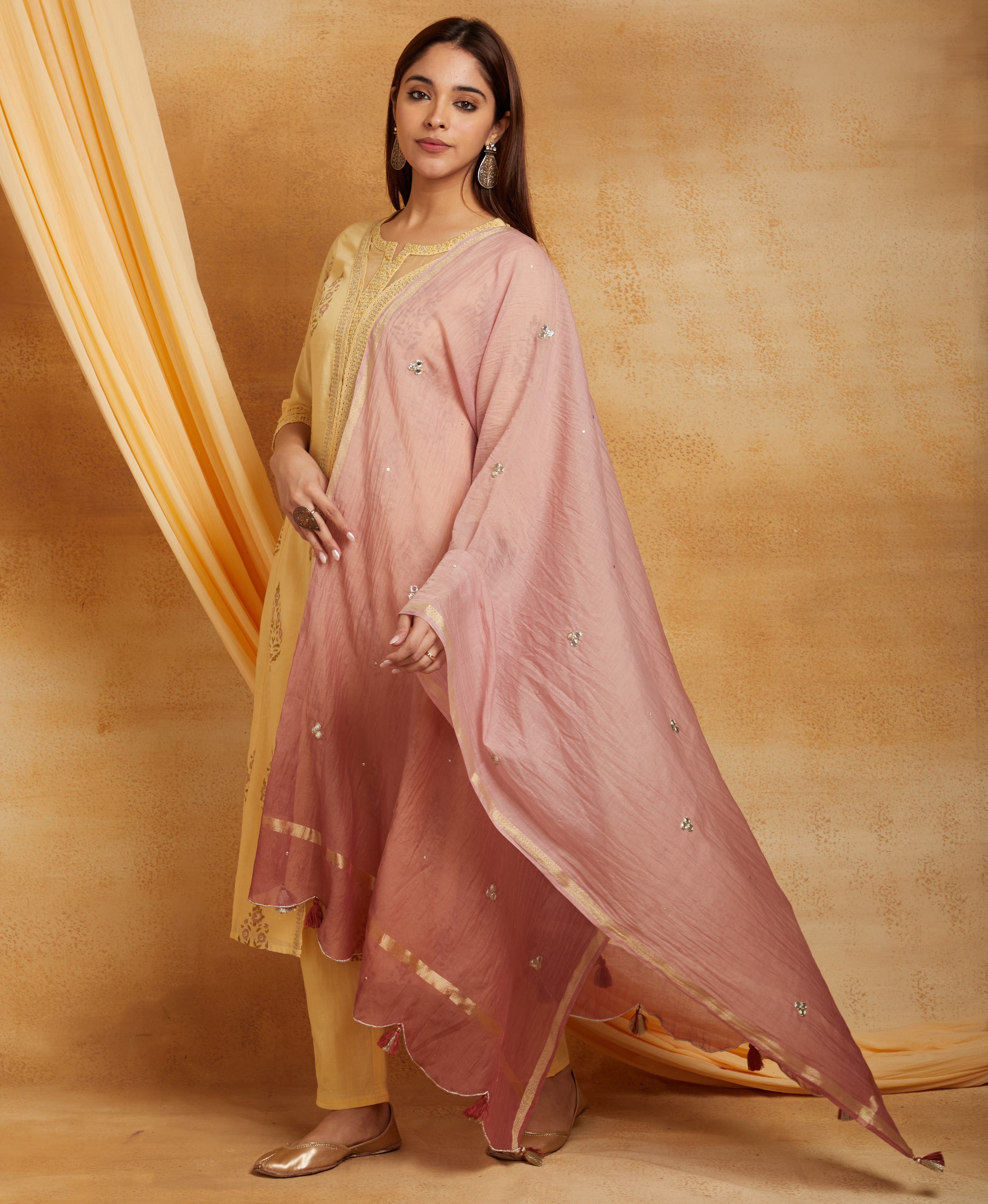 YELLOW SUSHI VOILE SUIT SET