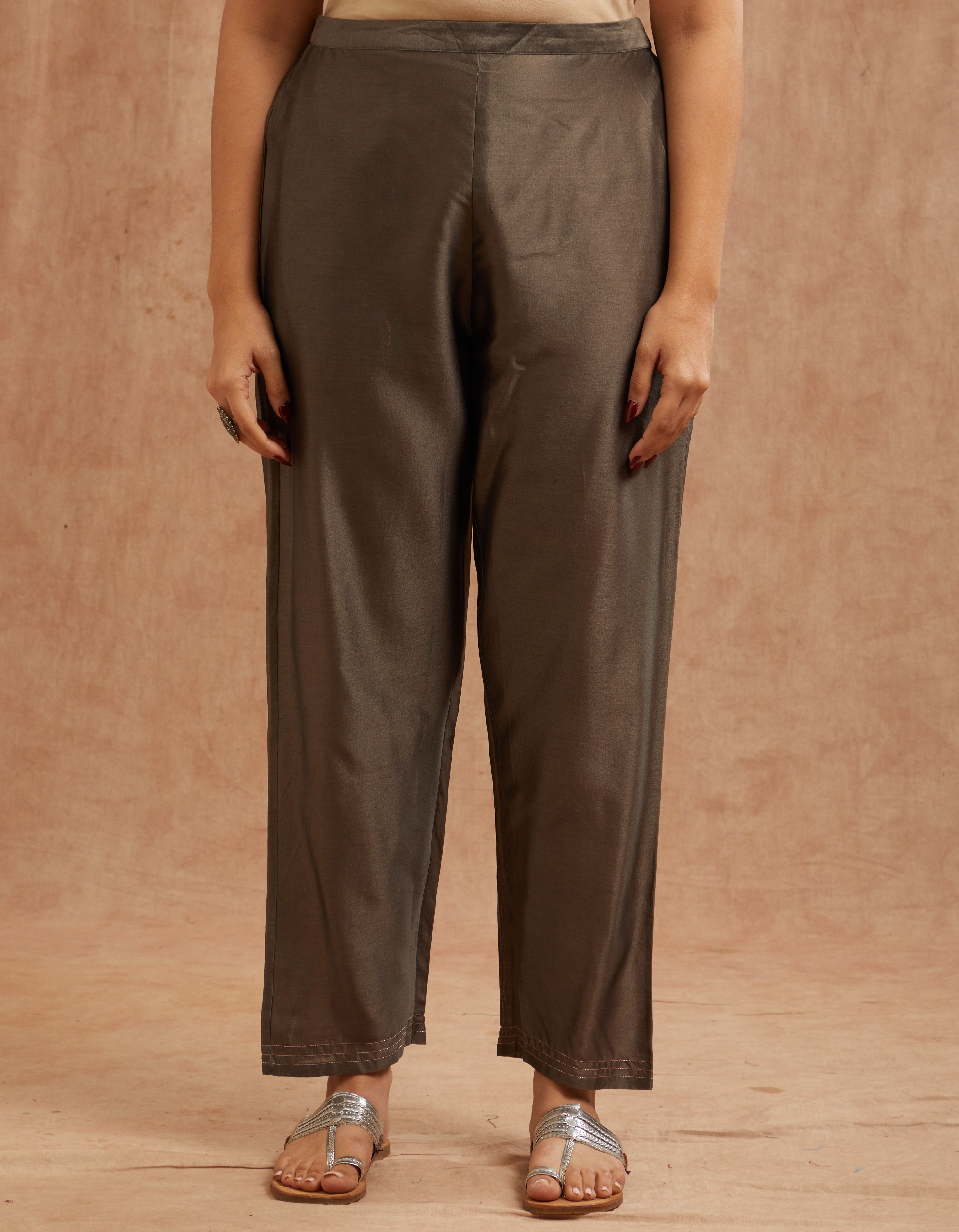 SAI CHARCOAL CHANDERI SUIT SET