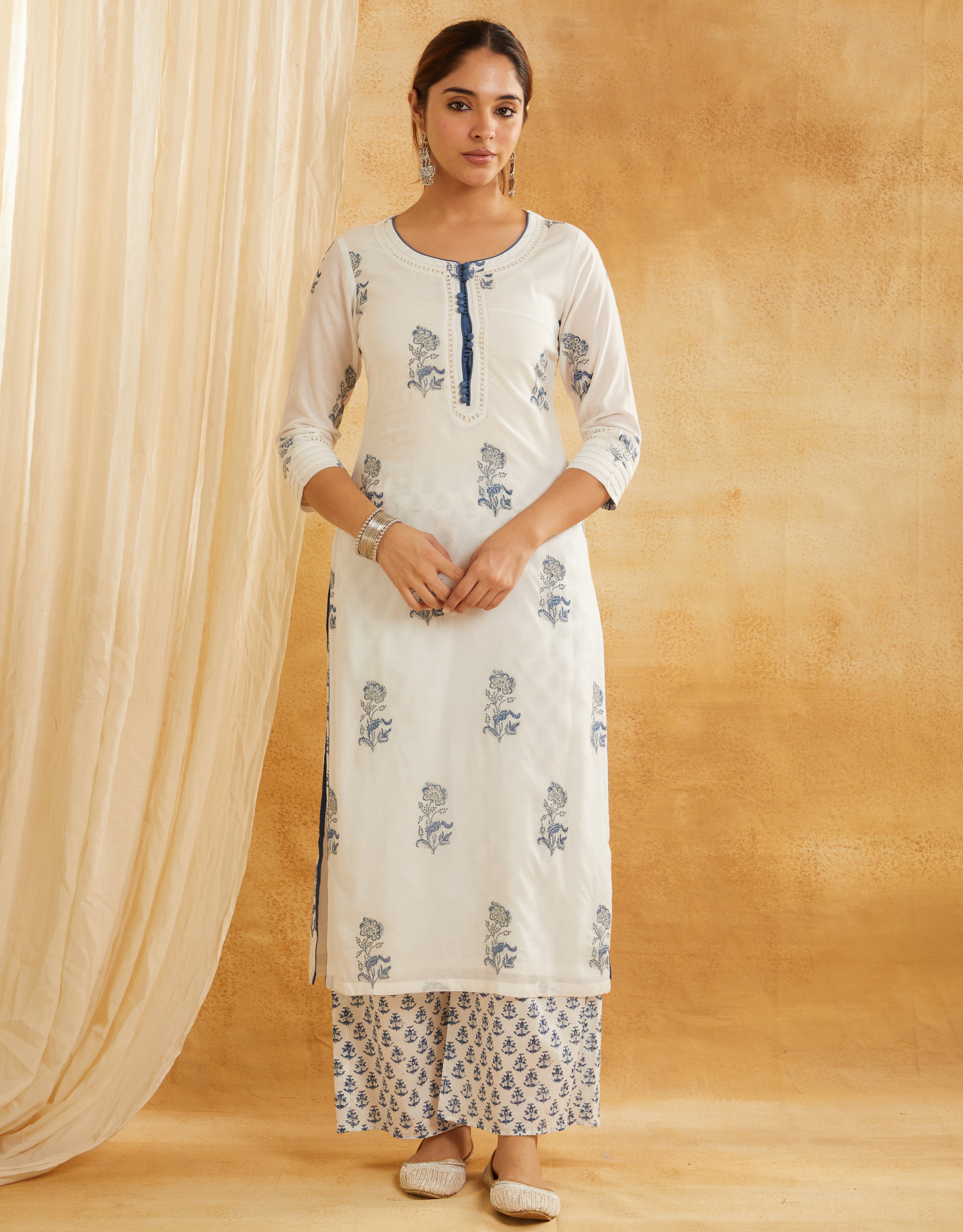 INDIGO BUTA EMBROIDERED SUIT SET
