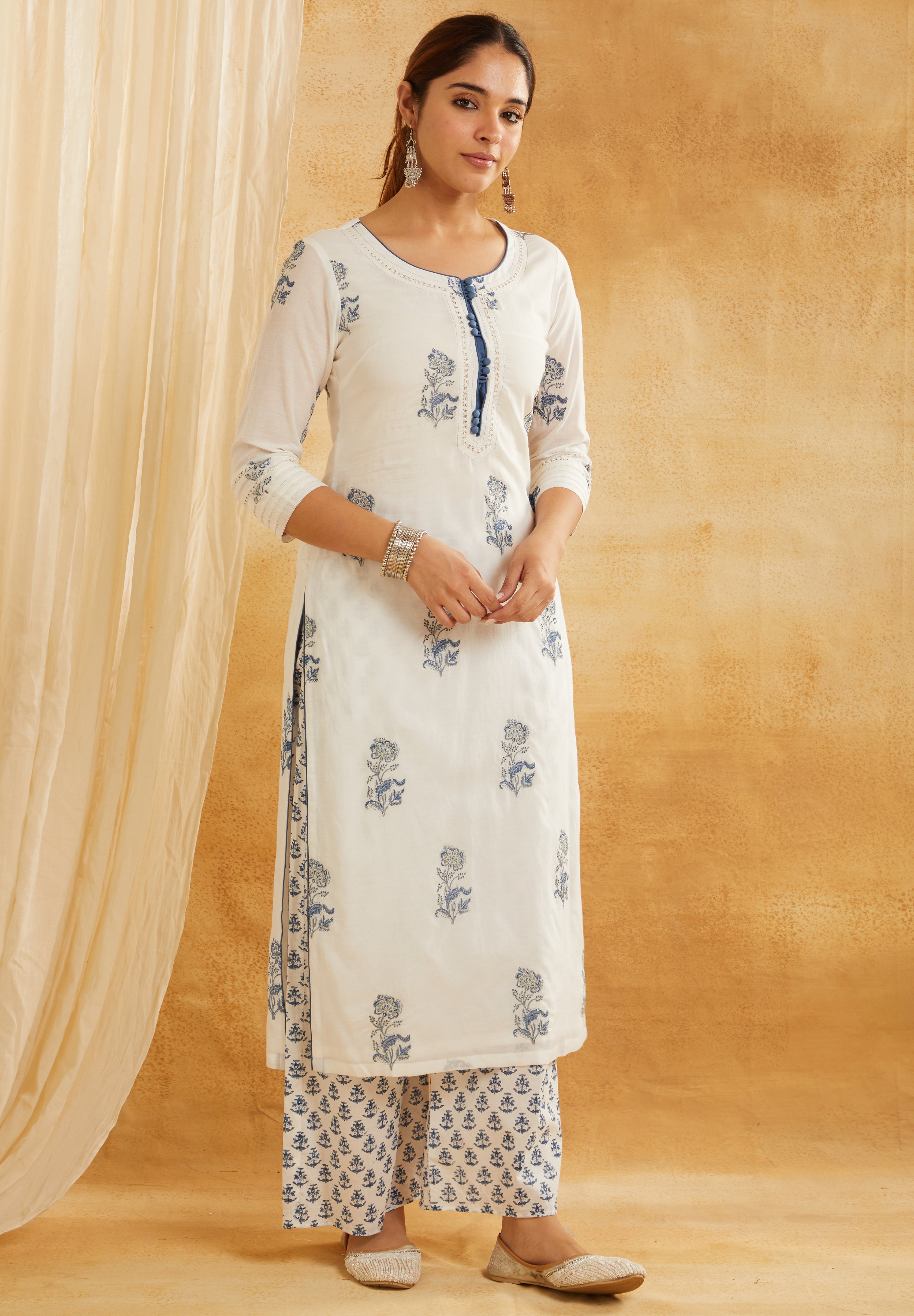 INDIGO BUTA EMBROIDERED SUIT SET