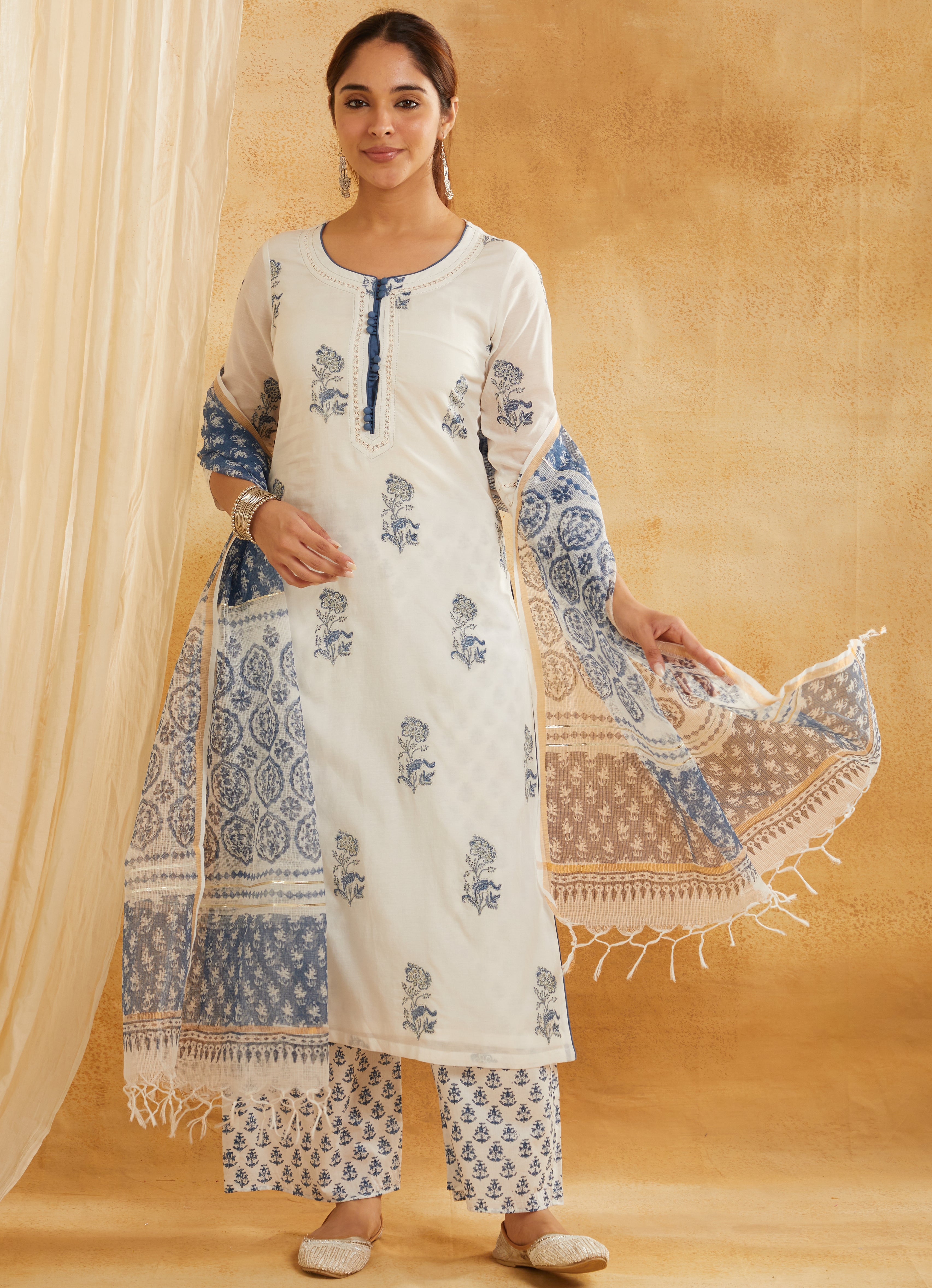 INDIGO BUTA EMBROIDERED SUIT SET