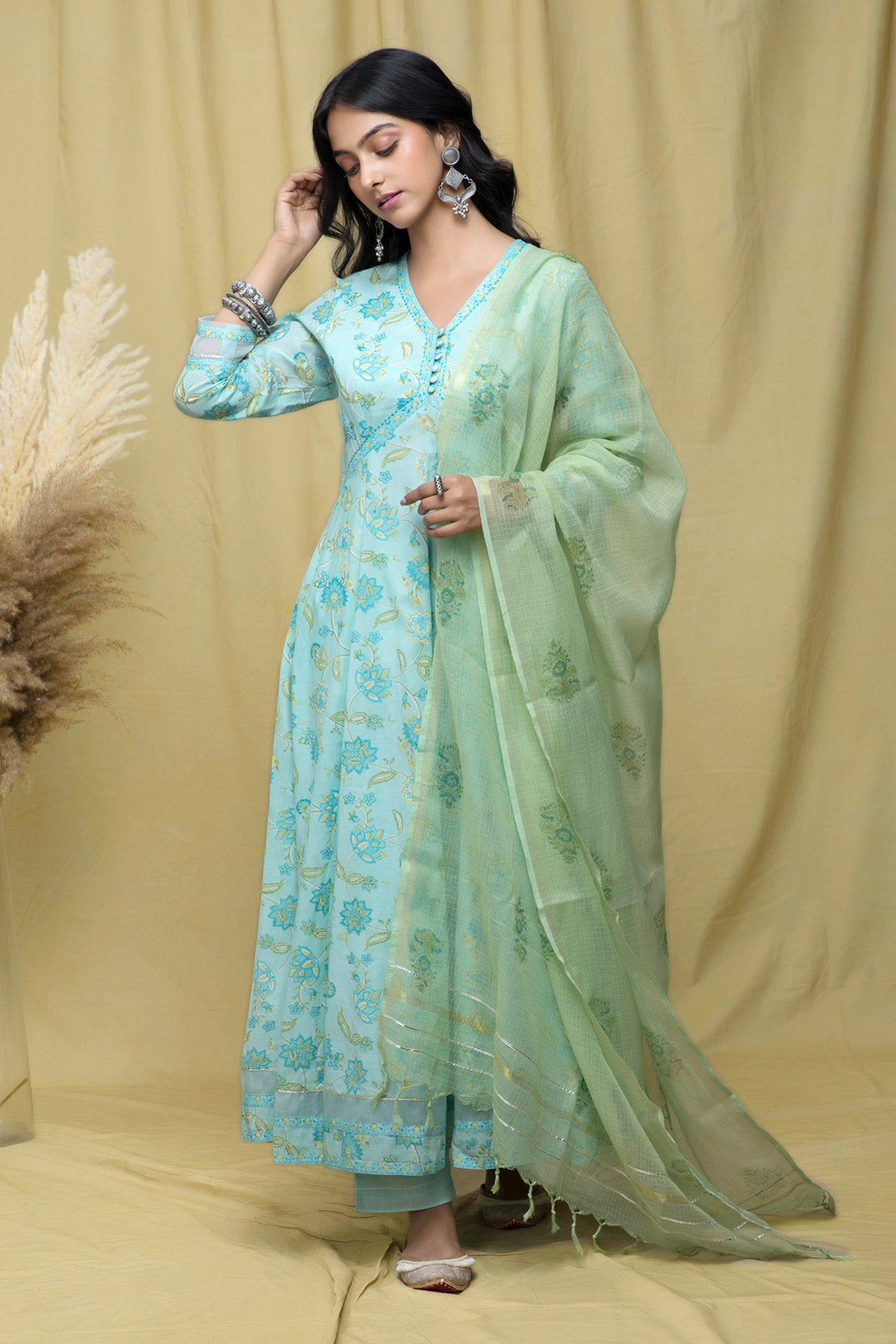 Sia Mint Blue Anarkali Suit Set