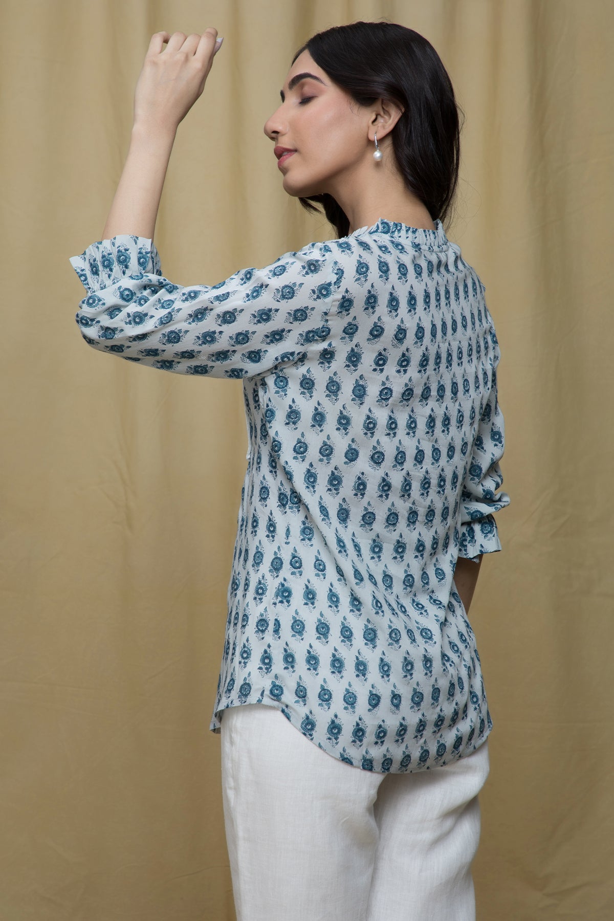 Manjari Indigo Lace Top