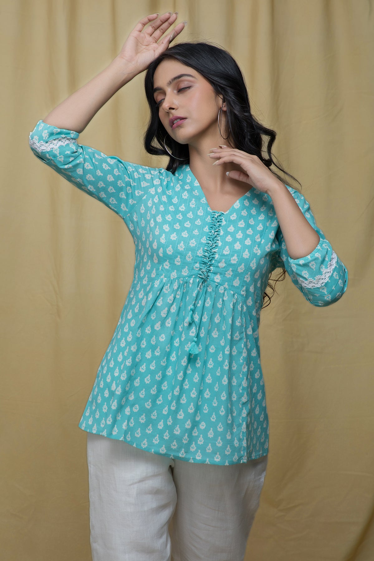 Noor Powder Blue Braided Top