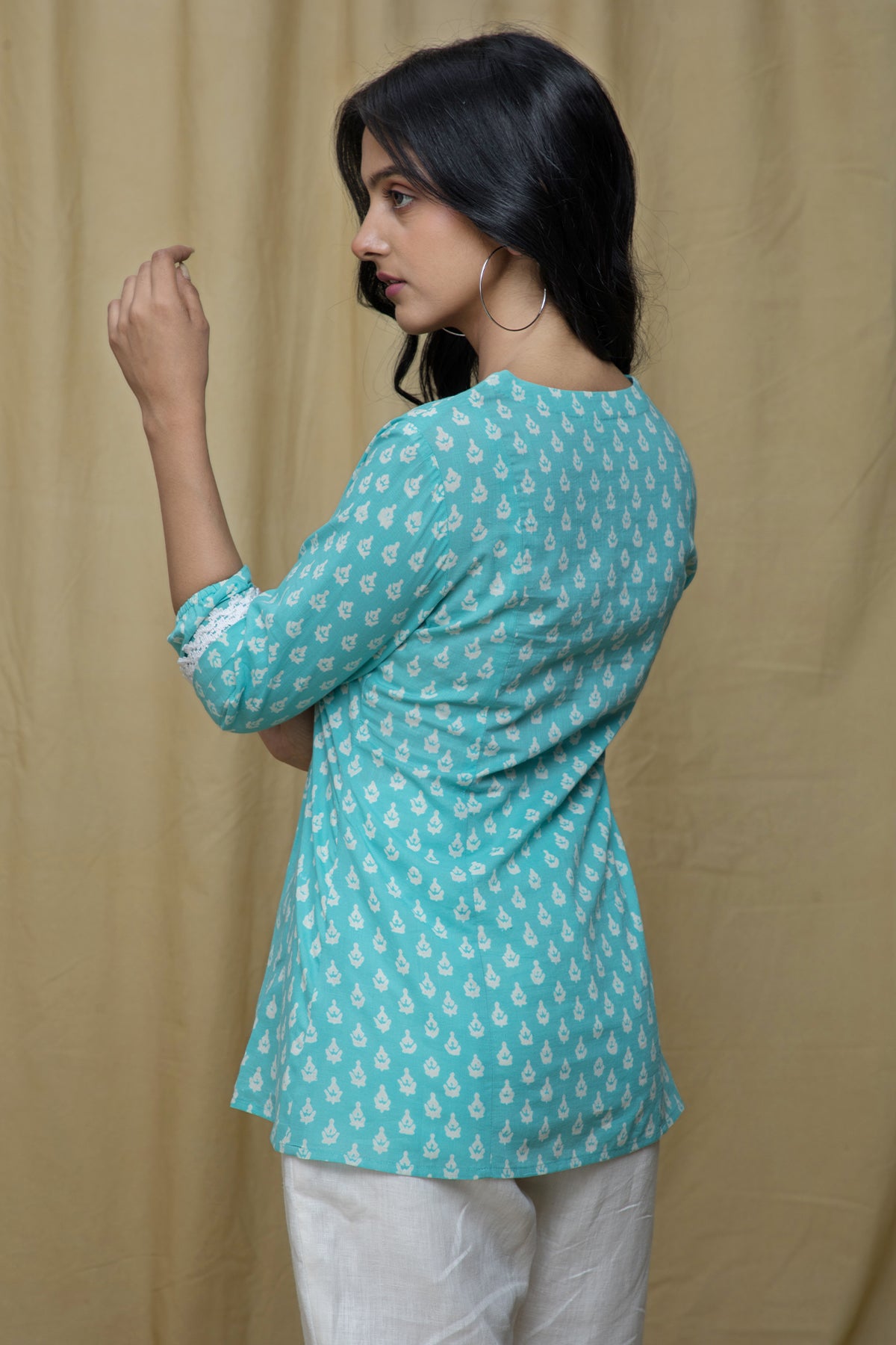 Noor Powder Blue Braided Top