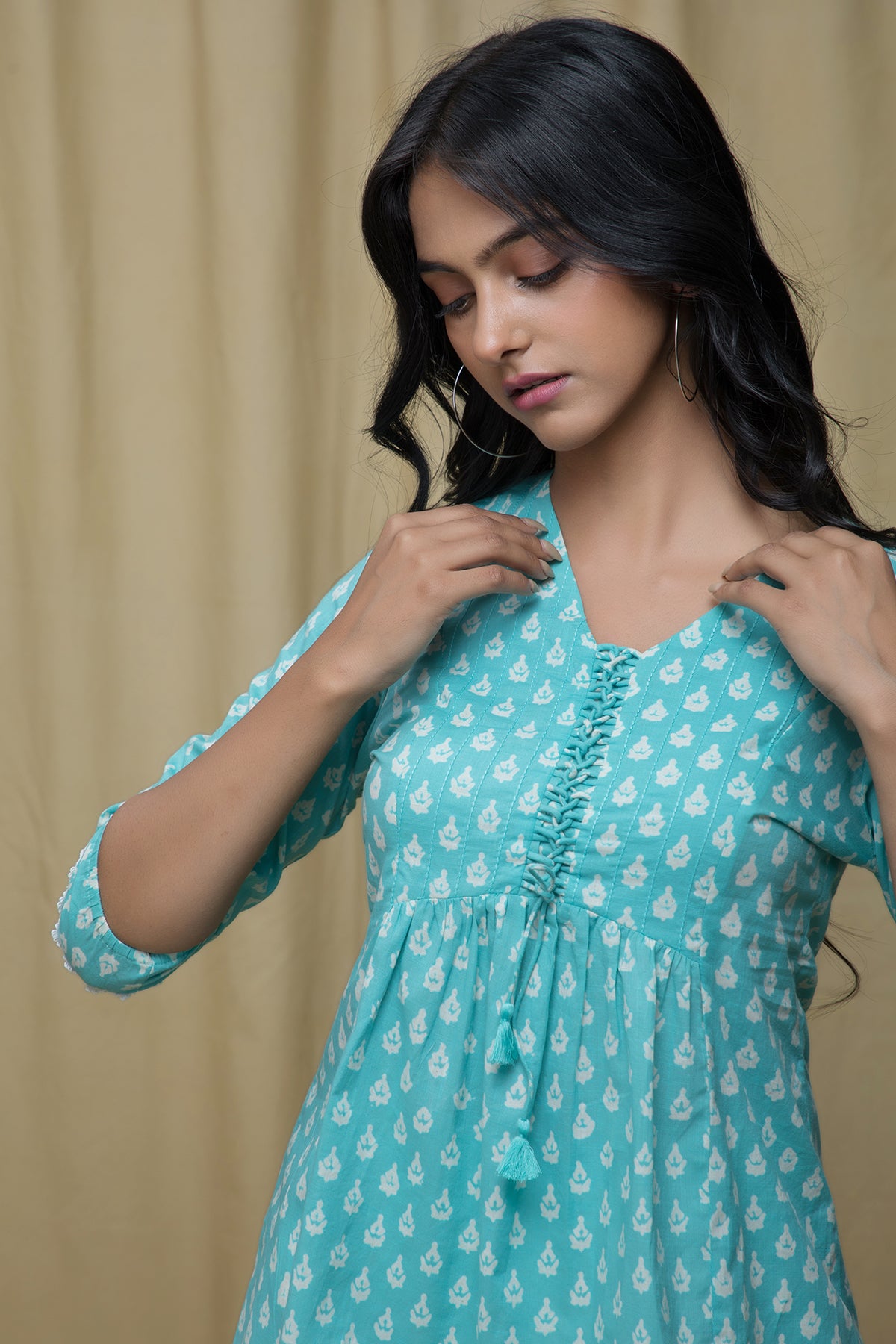 Noor Powder Blue Braided Top