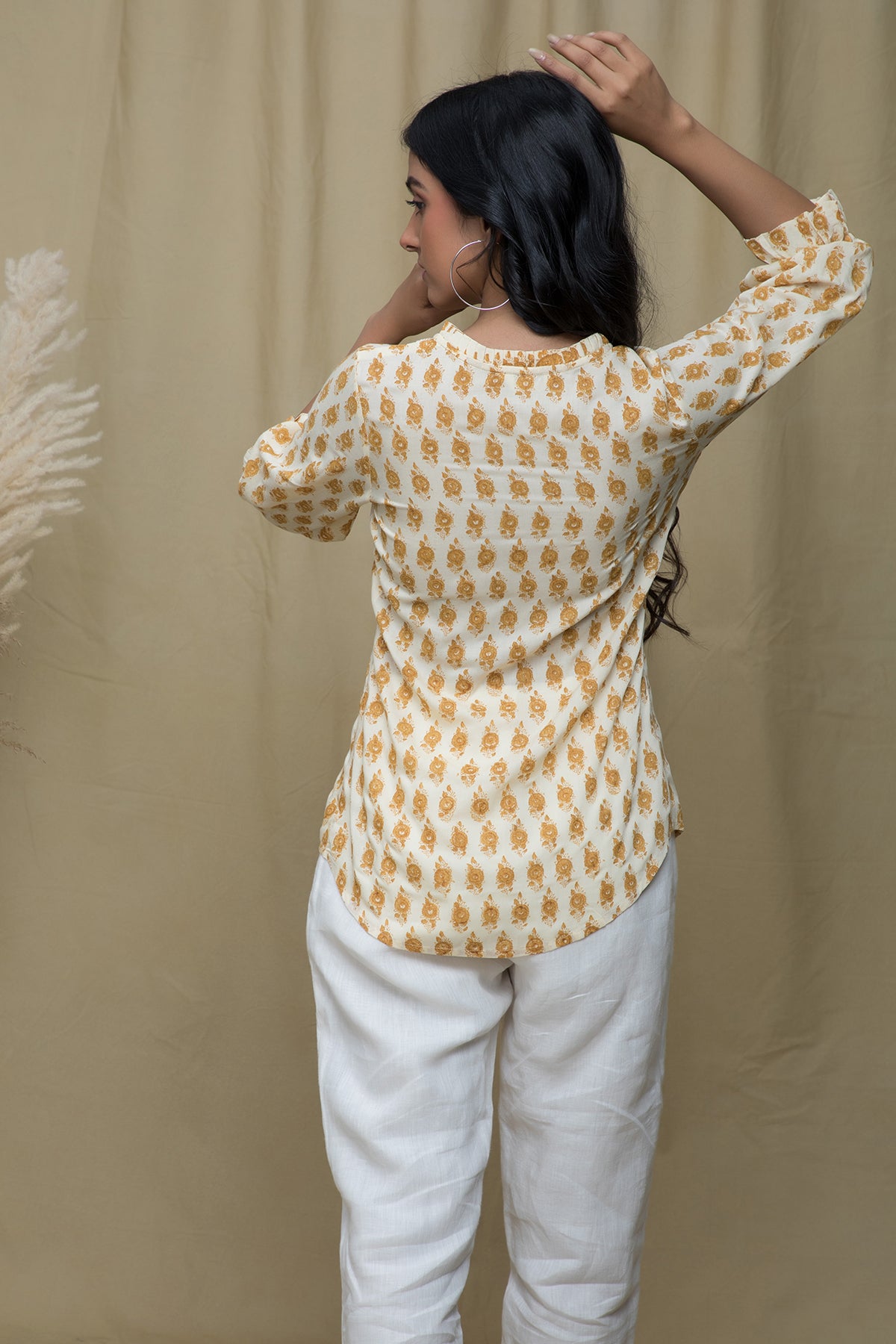 Manjari Mustard Yellow Lace Top