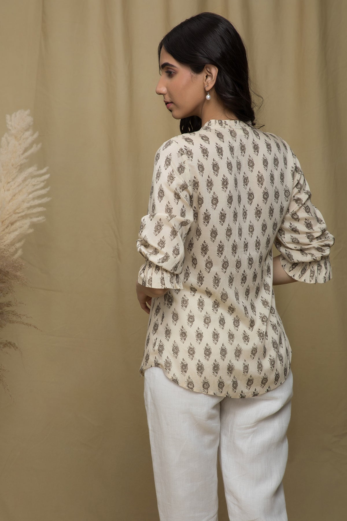 Dhara Beige Brown Lace Top