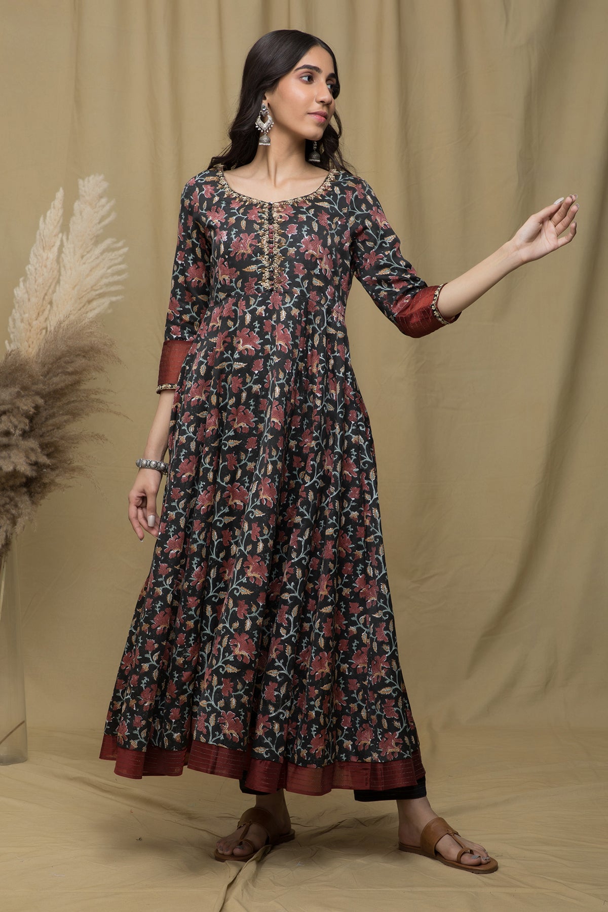 Raaga Black Red Anarkali Suit Set