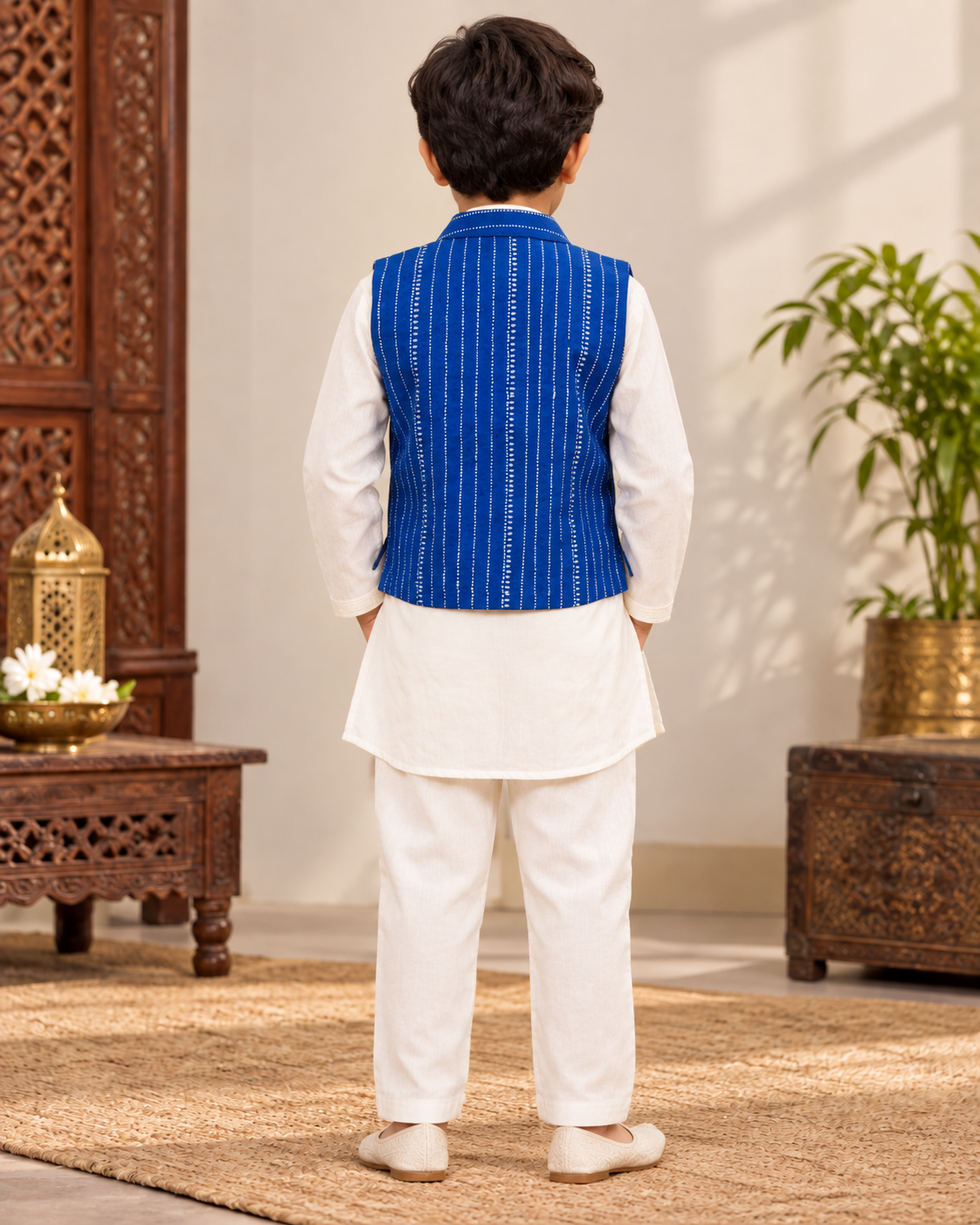 Royal Blue Boys Festive Waistcoat