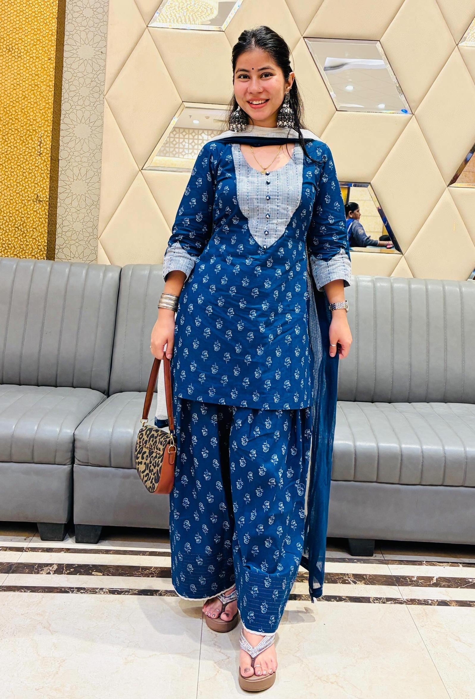 Indigo Rose Farshi Set without Dupatta