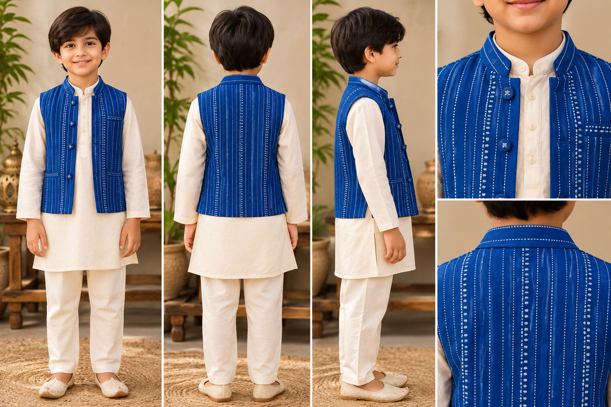 Royal Blue Boys Festive Waistcoat