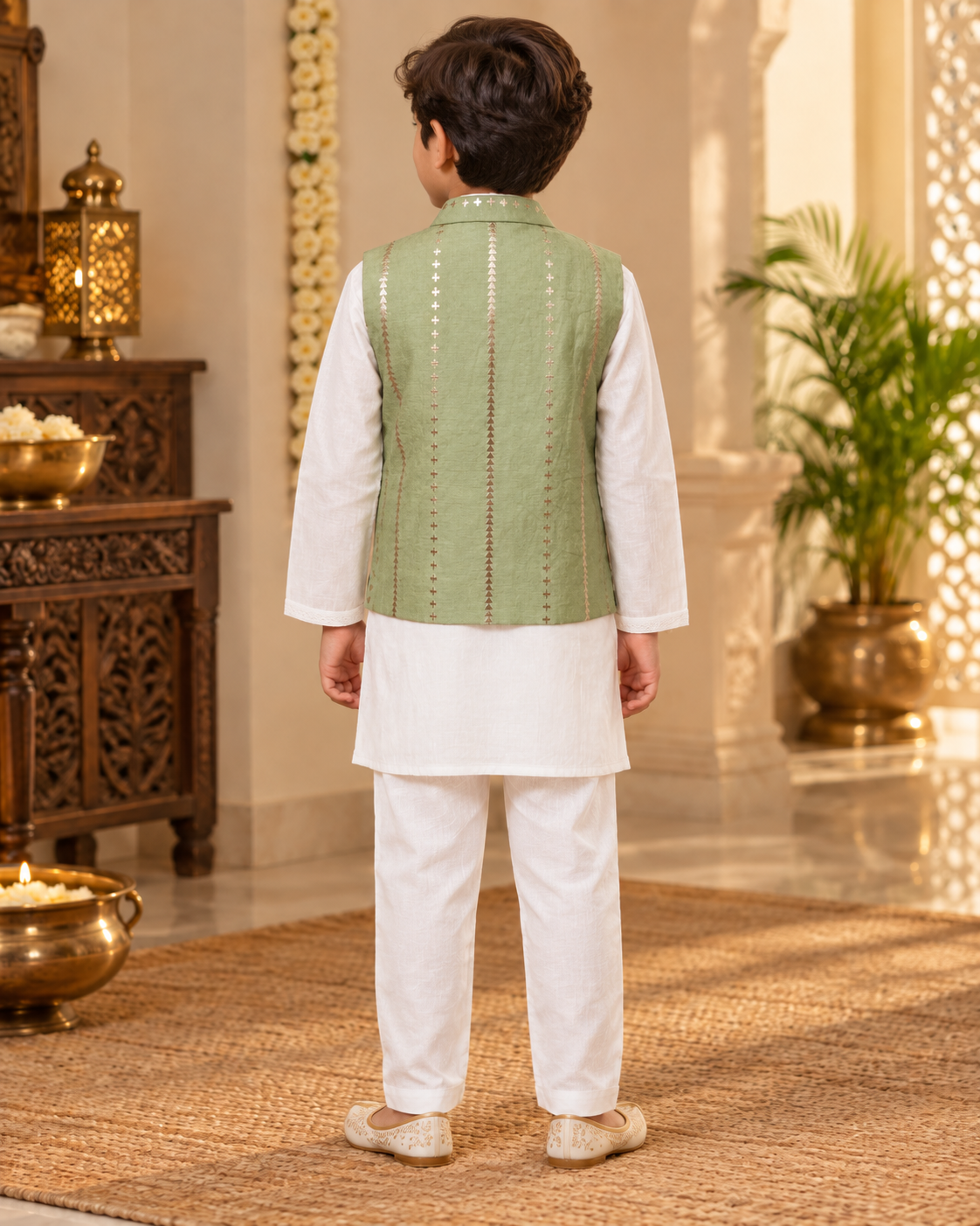 Pista Green Boy Festive Waistcoat