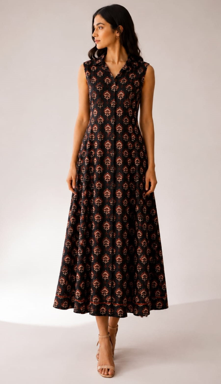 Midnight Floral Collar Dress