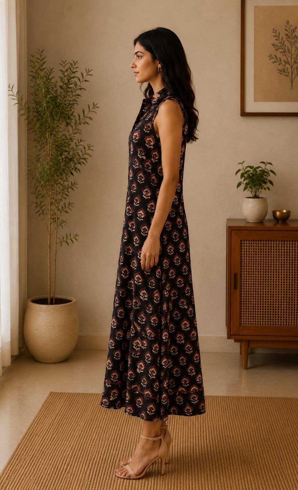 Midnight Floral Collar Dress