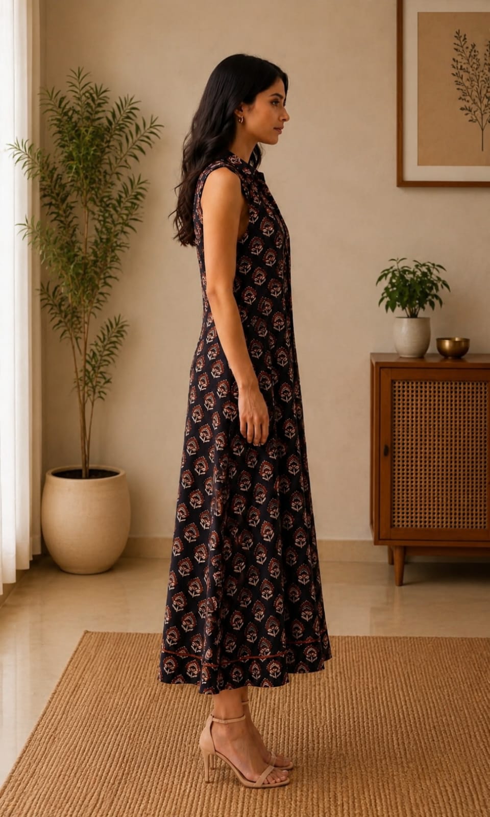Midnight Floral Collar Dress