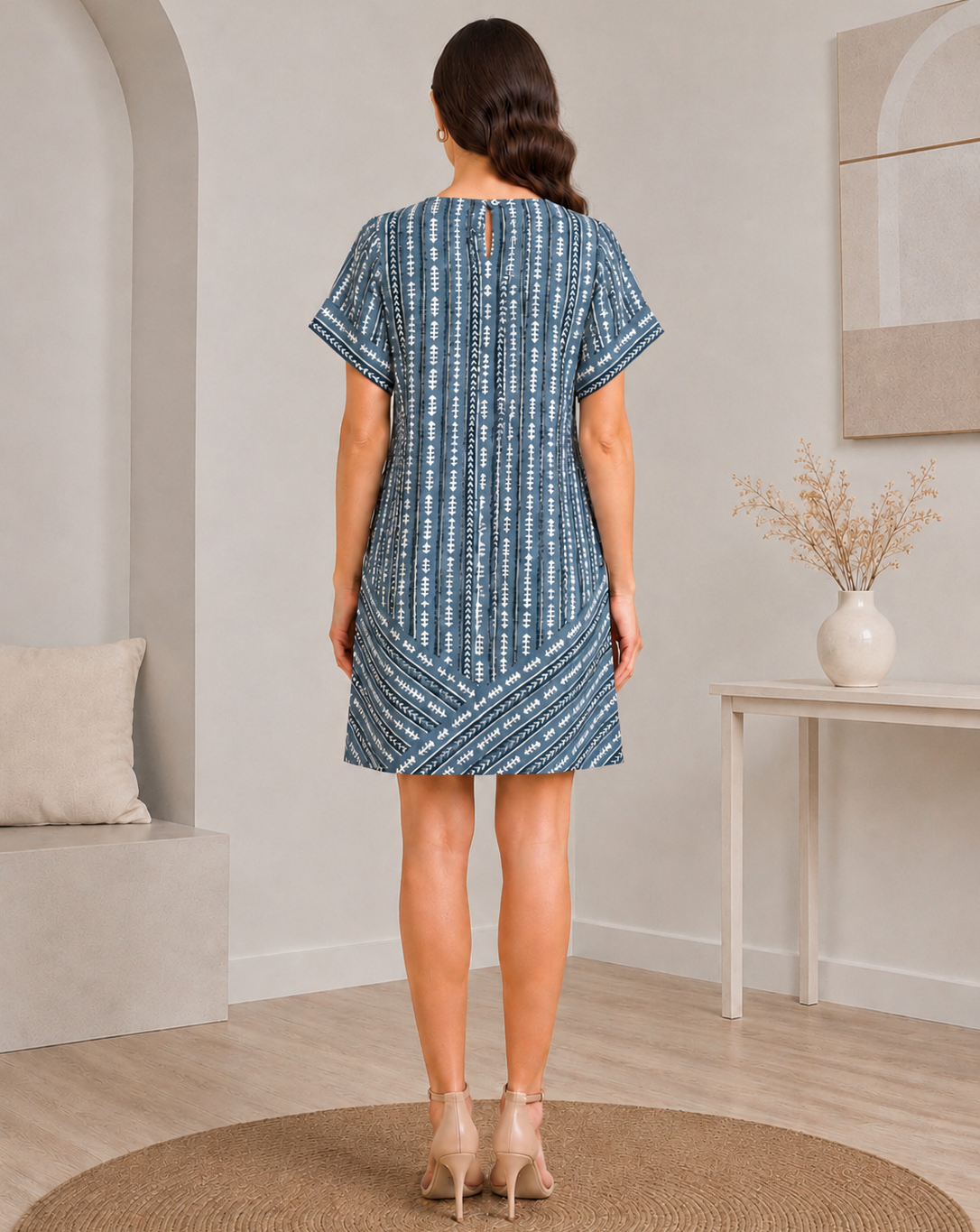 Dabu Floral Stripes Shift Dress