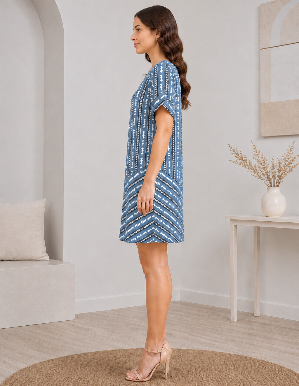 Dabu Floral Stripes Shift Dress