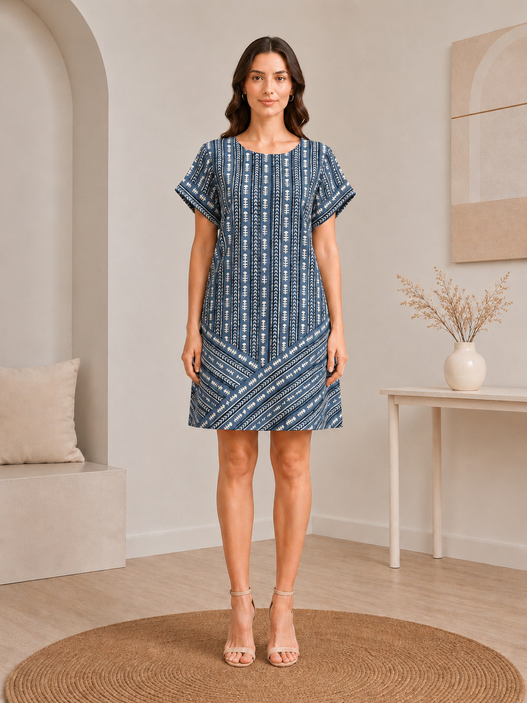 Dabu Floral Stripes Shift Dress