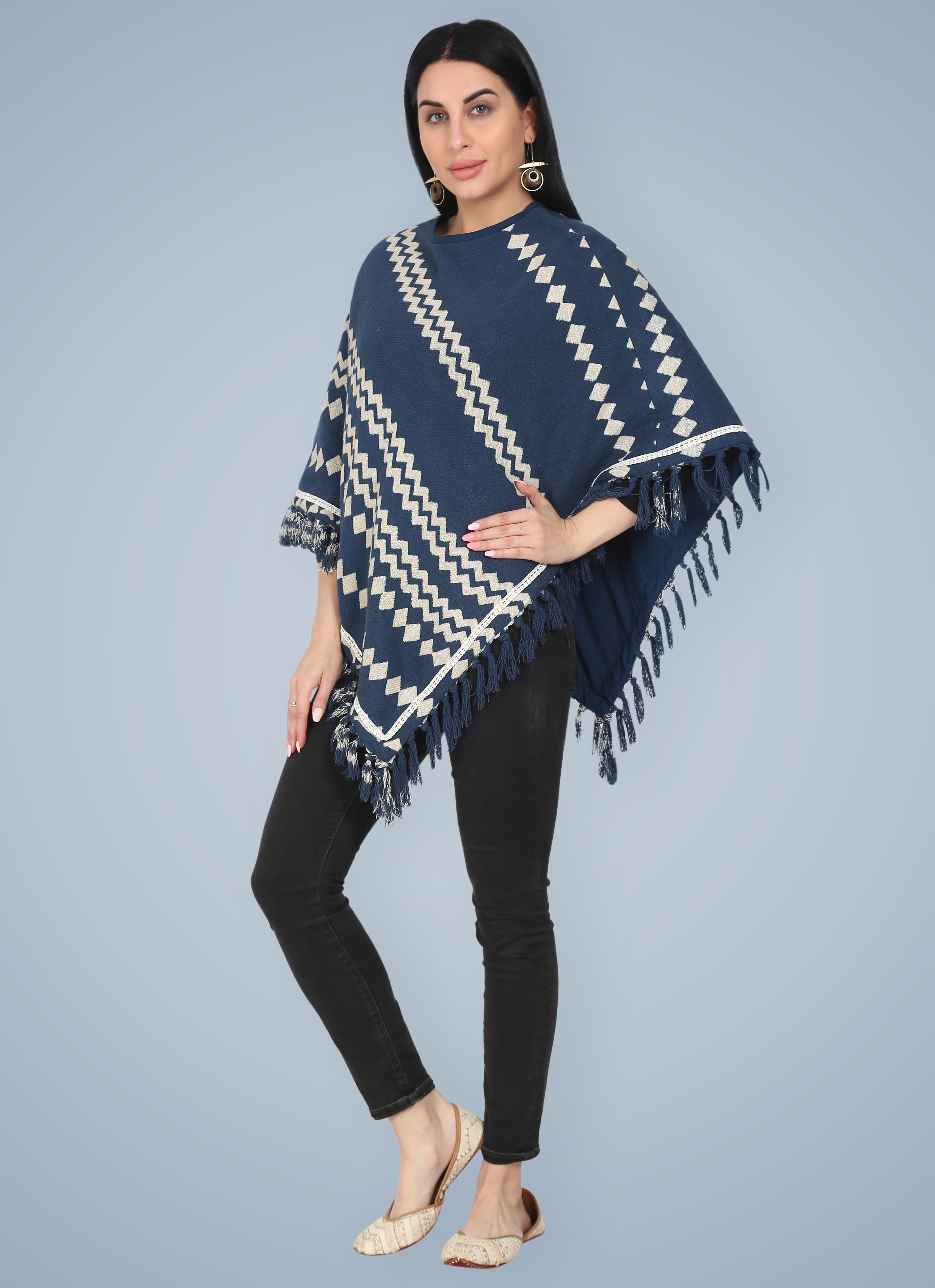 Indigo Bagru Printed Poncho