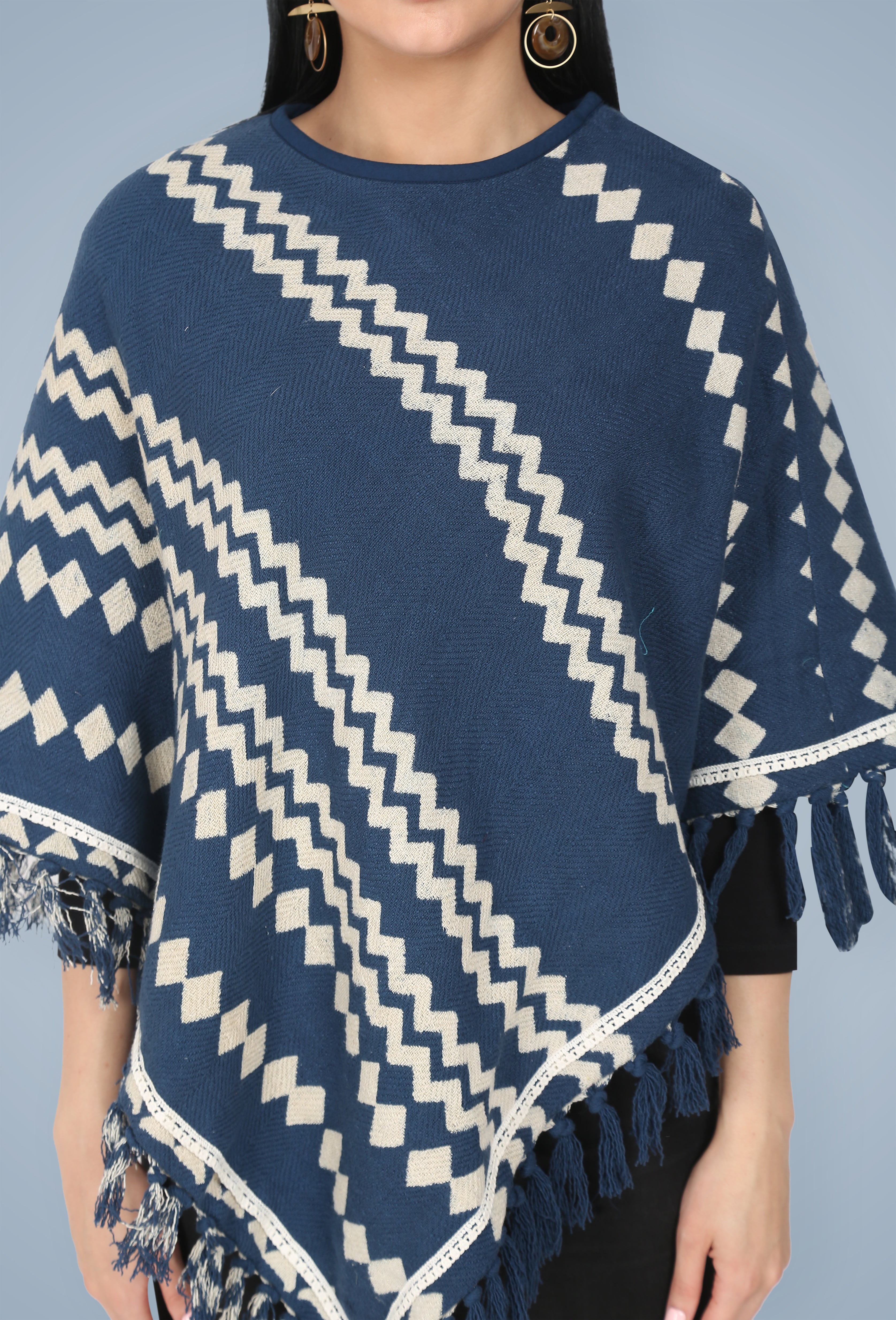 Indigo Bagru Printed Poncho
