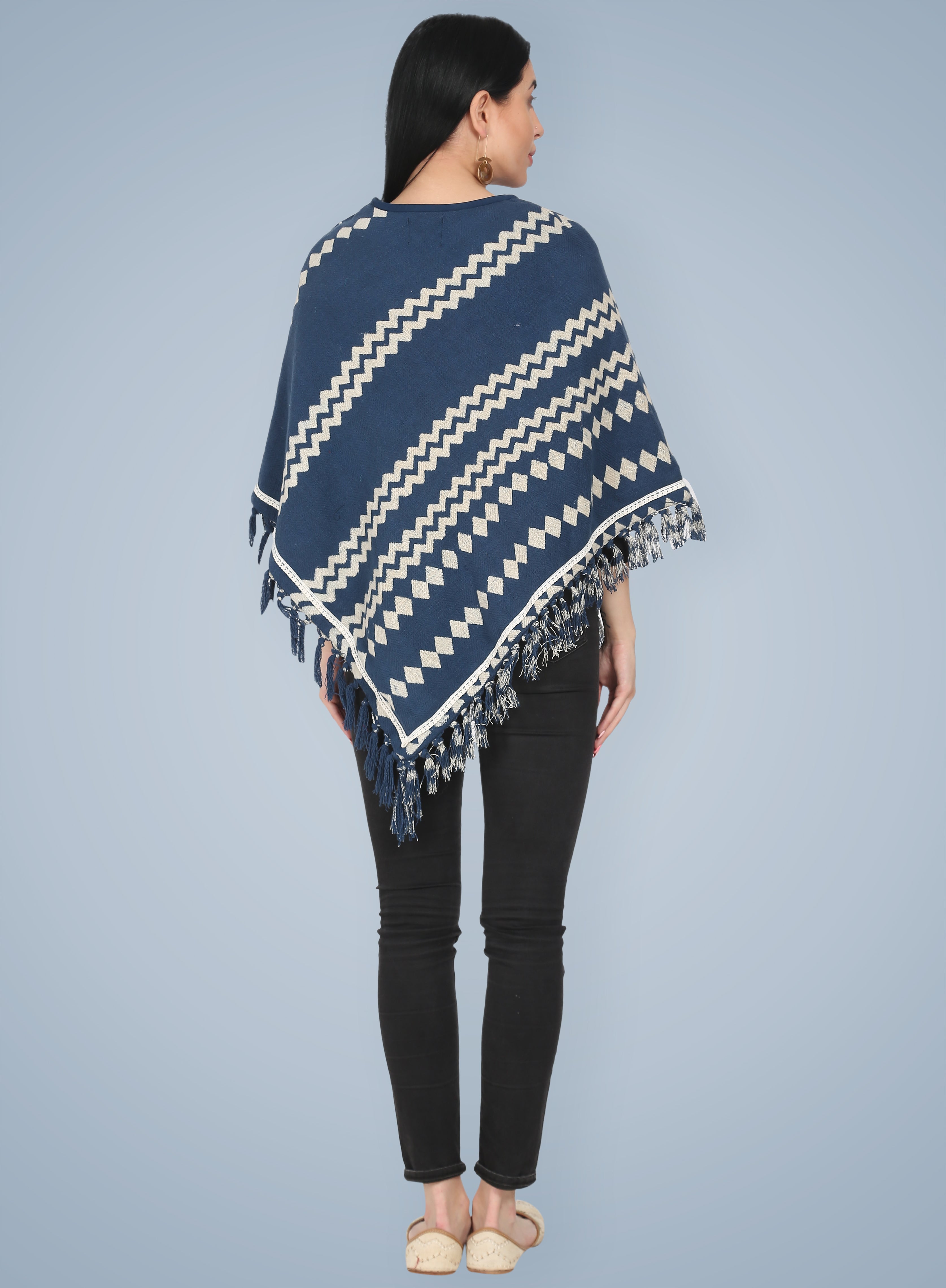 Indigo Bagru Printed Poncho