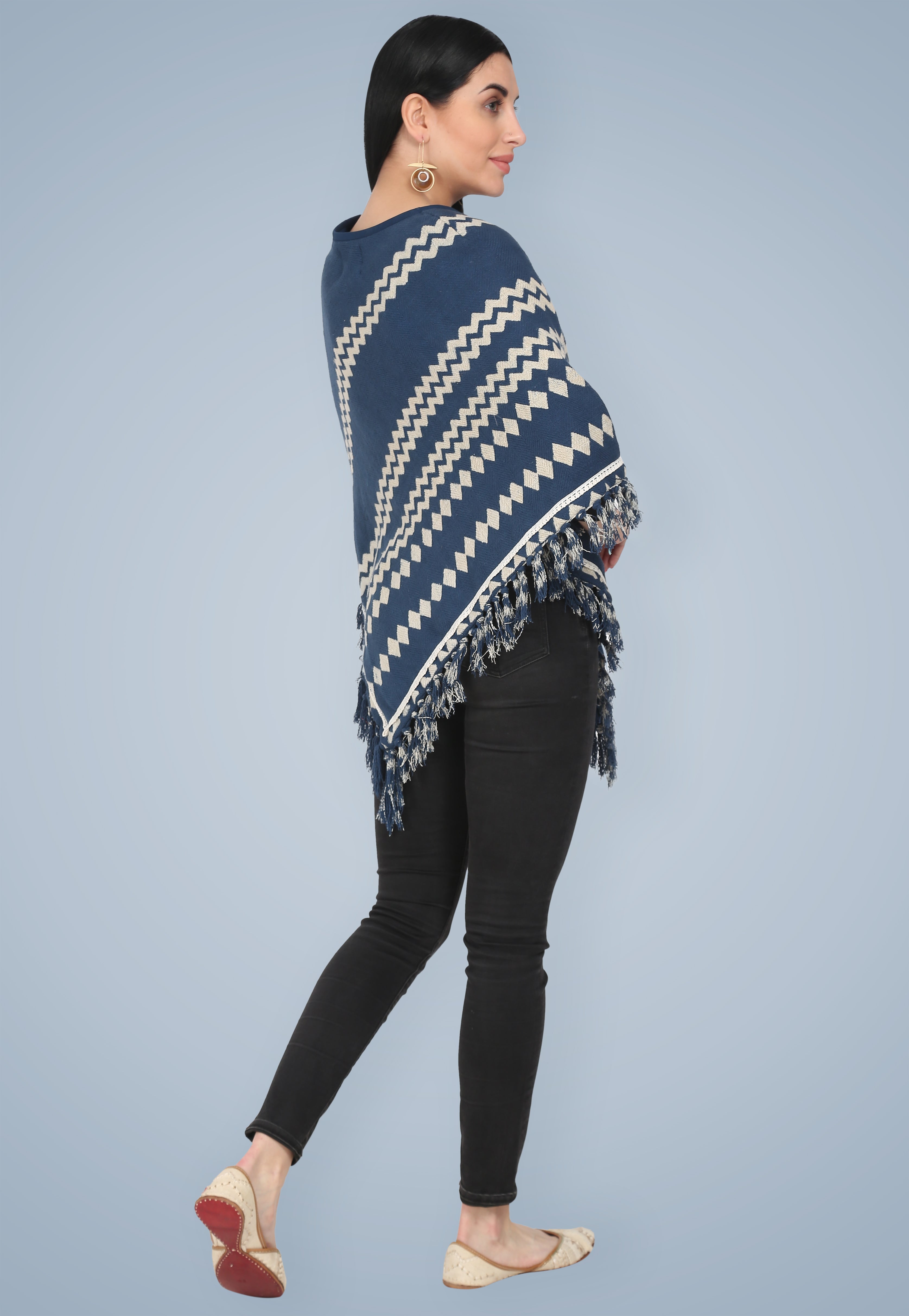Indigo Bagru Printed Poncho