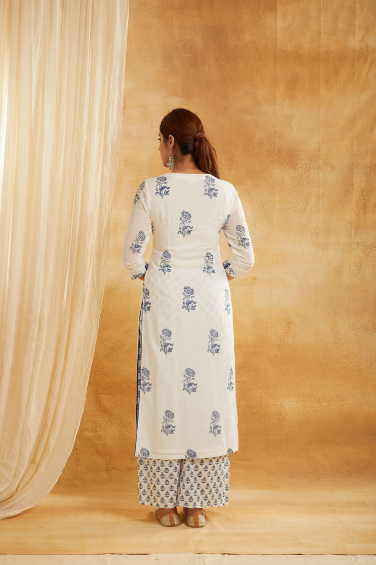 Indigo Buta Embroidered Suit Set
