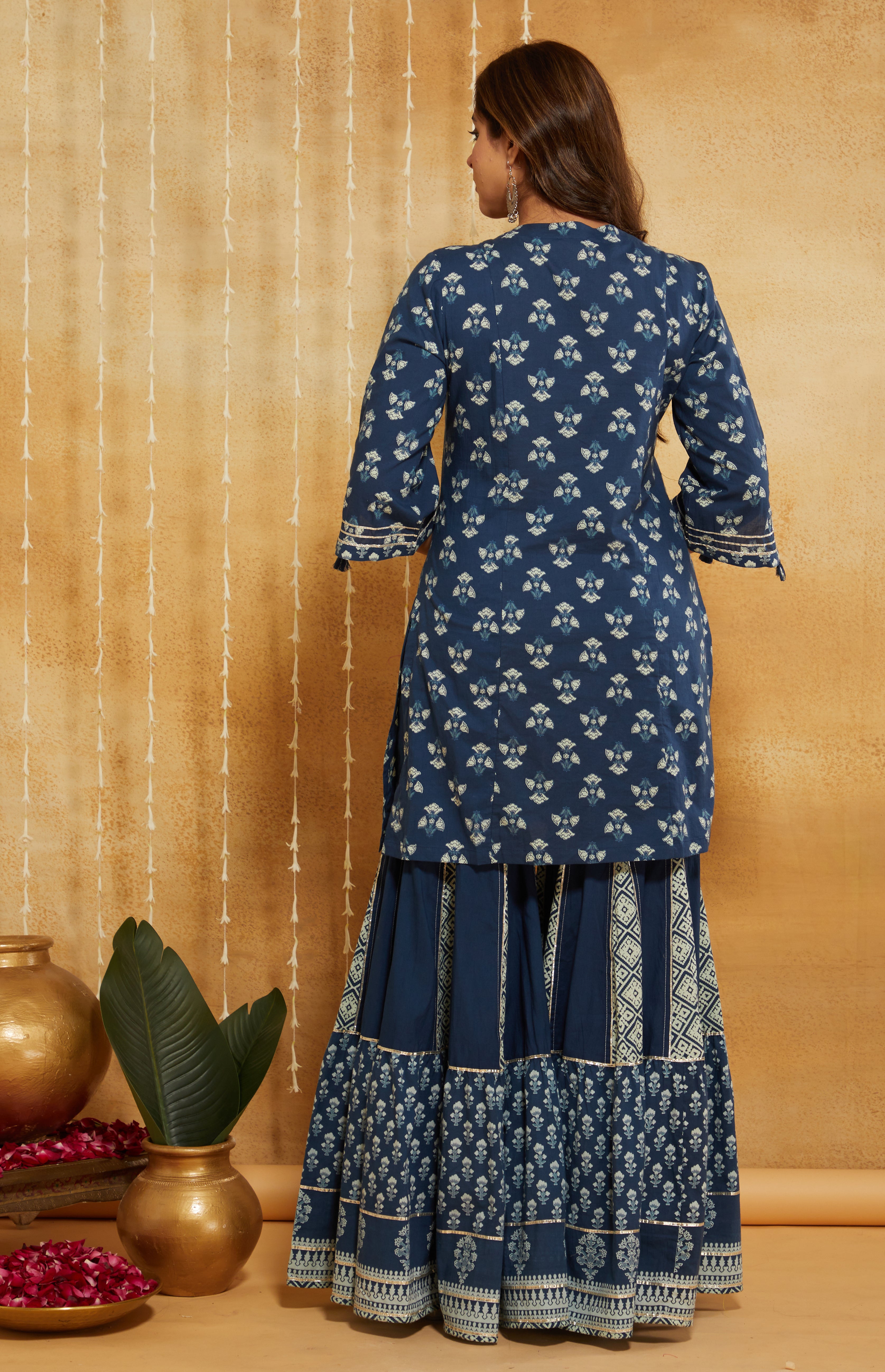 Nargis Indigo Sharara Suit Set