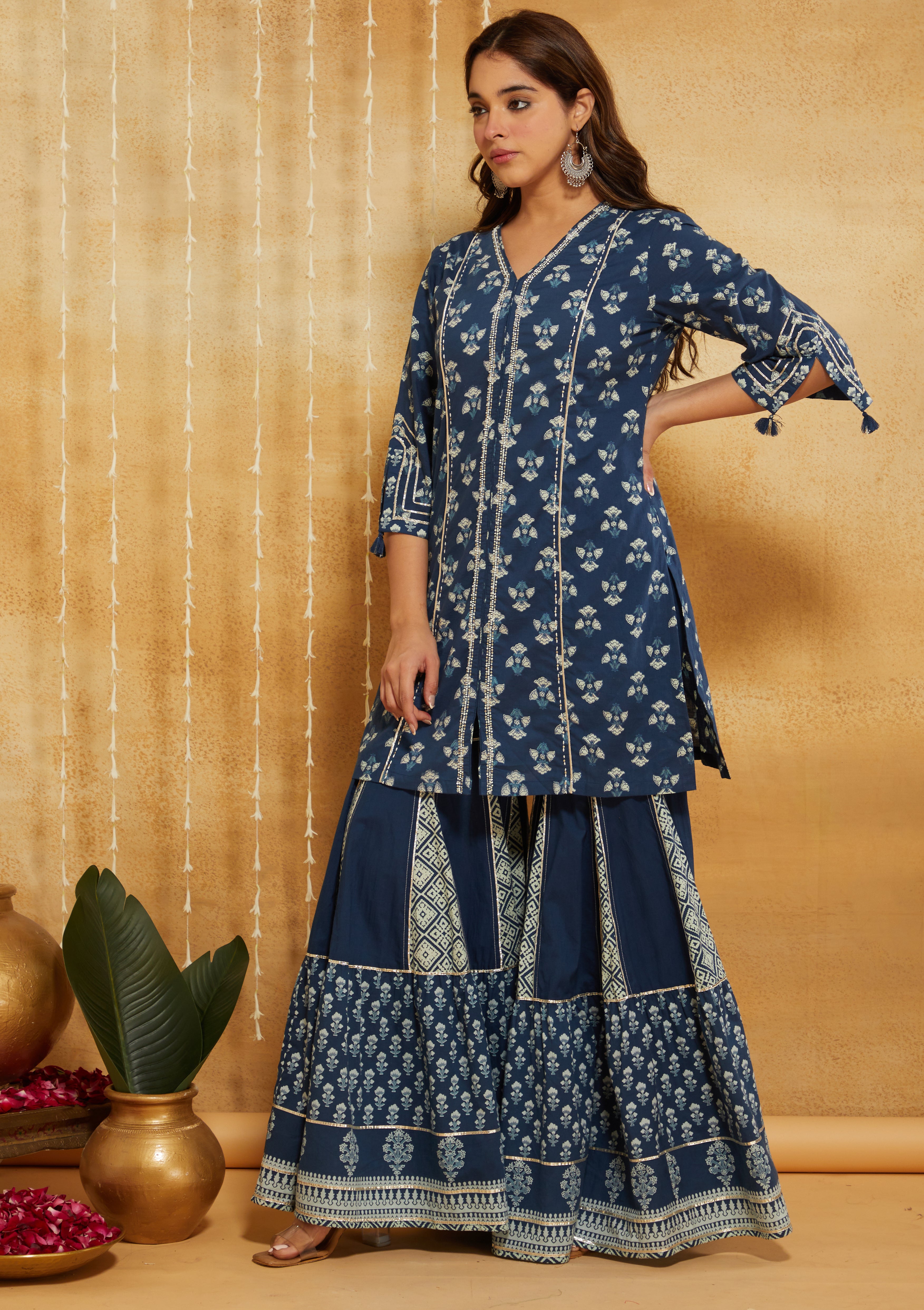 Nargis Indigo Sharara Suit Set