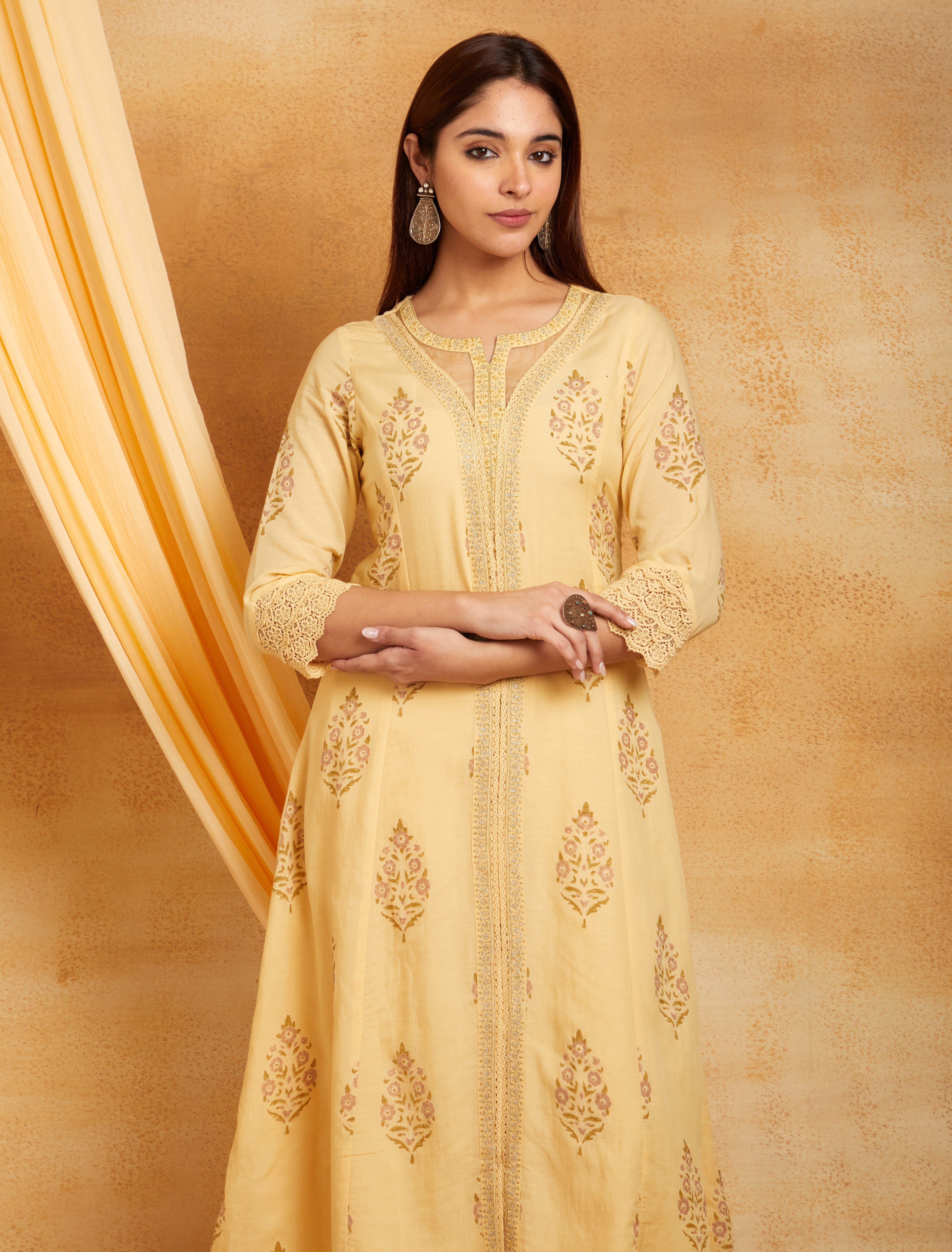 YELLOW SUSHI VOILE SUIT SET