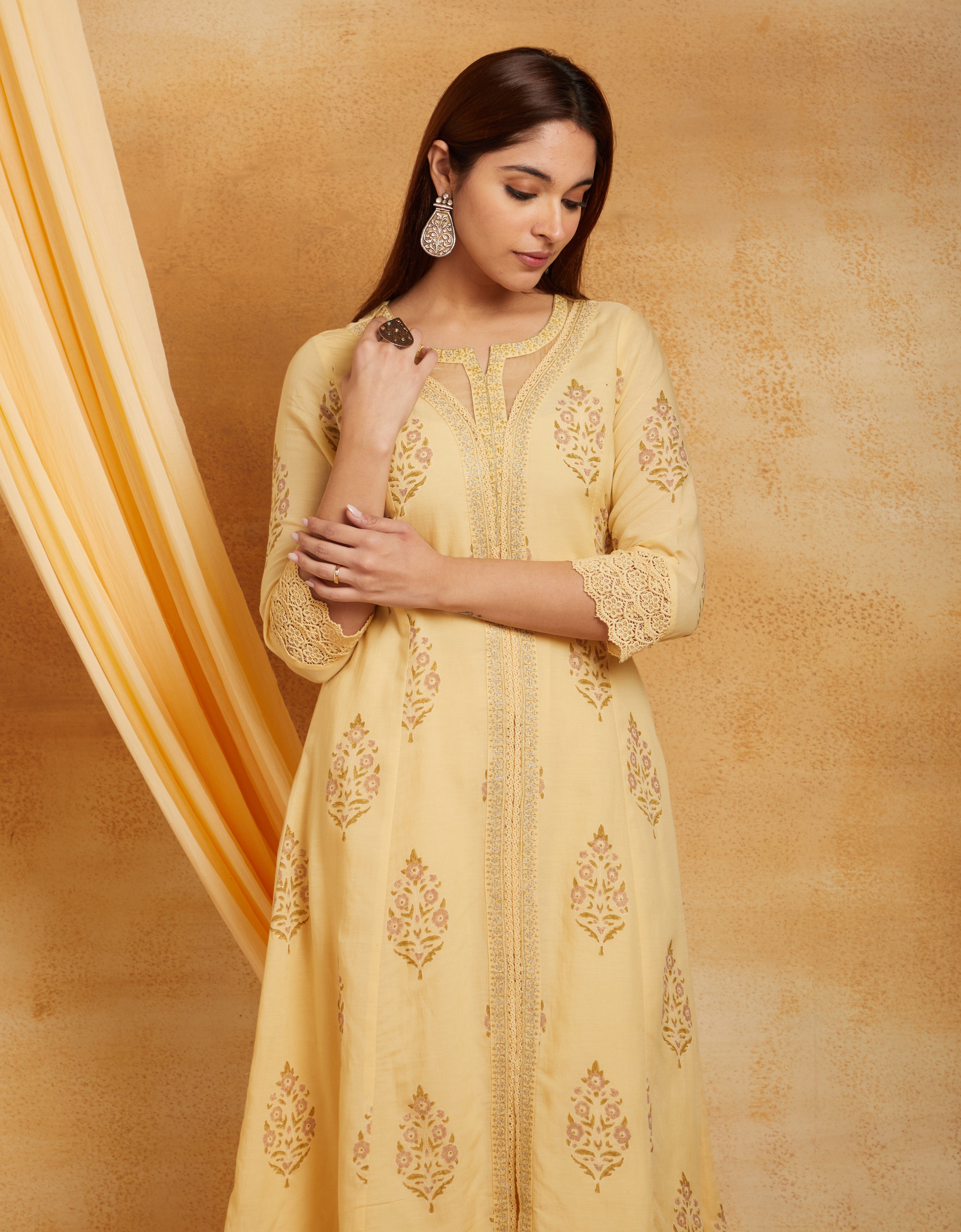 YELLOW SUSHI VOILE SUIT SET