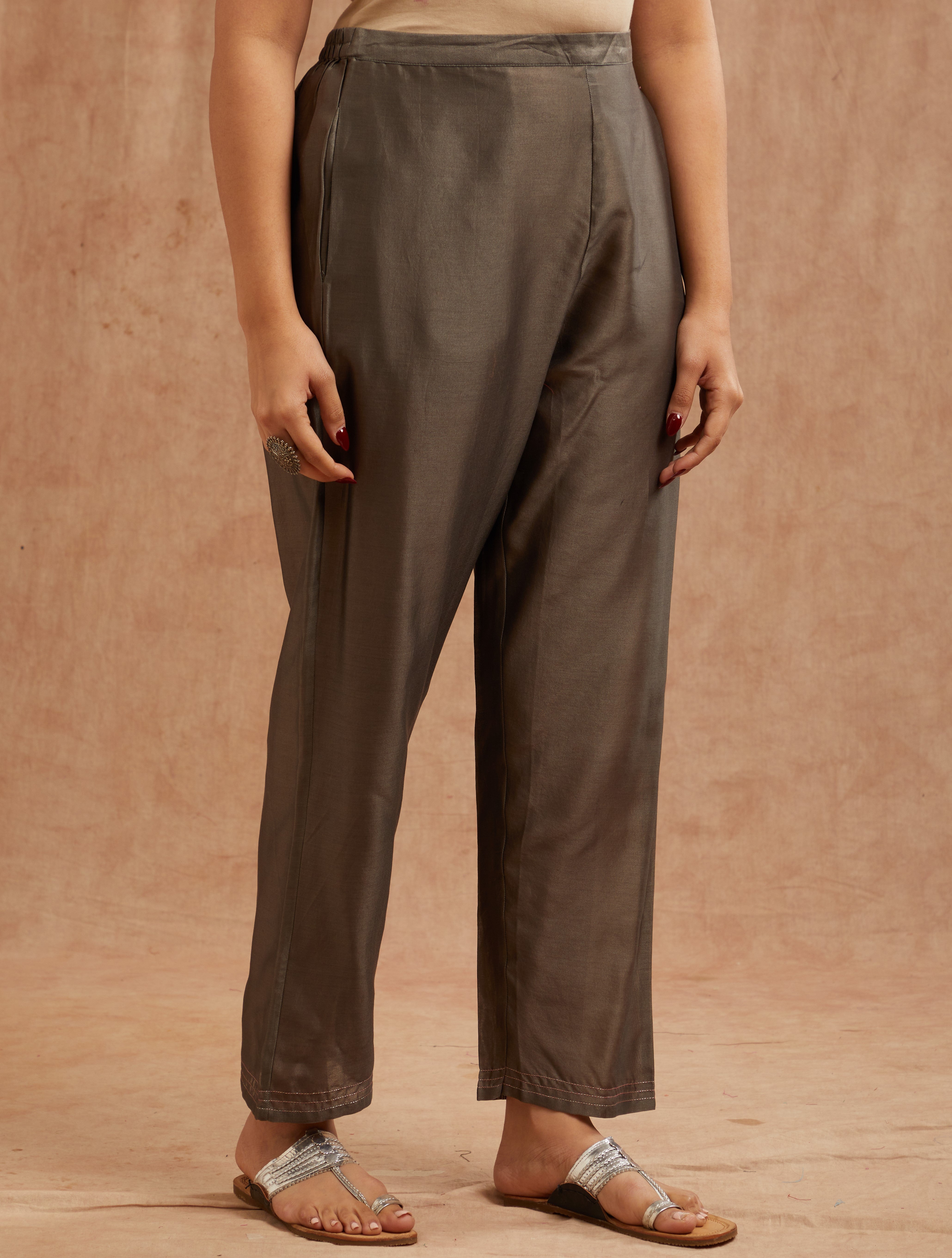 SAI CHARCOAL CHANDERI SUIT SET