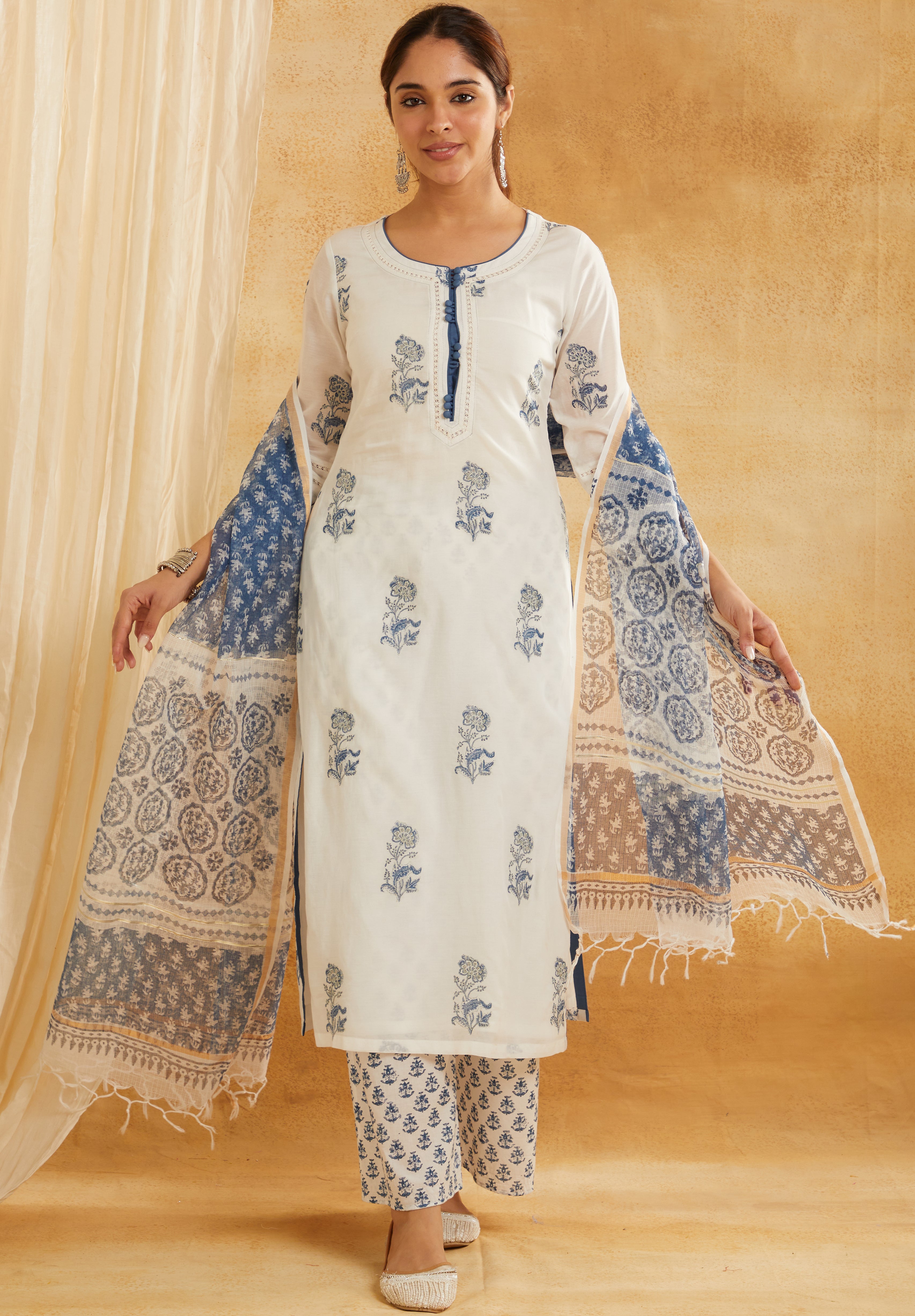 INDIGO BUTA EMBROIDERED SUIT SET