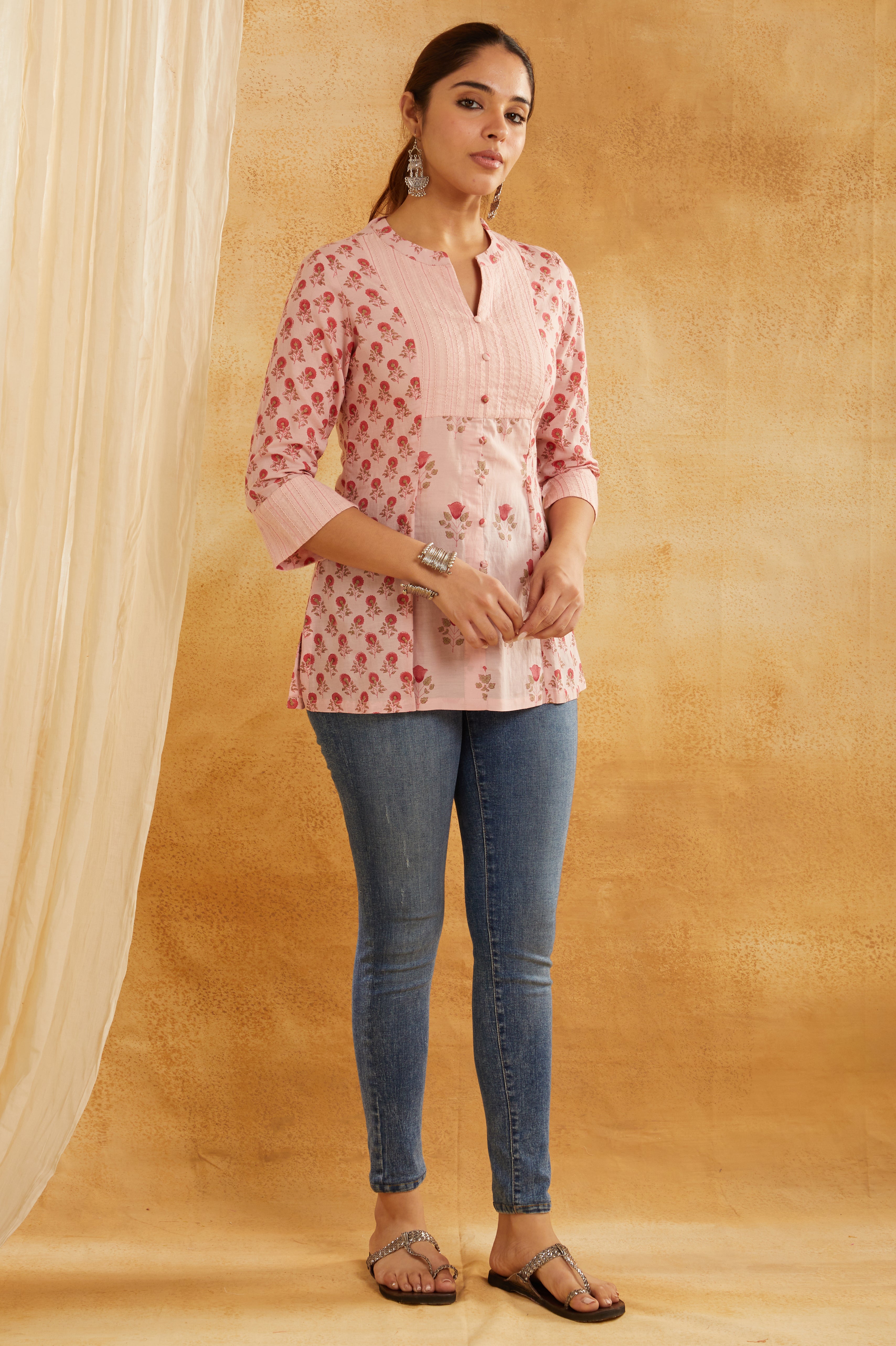 ROSE GARDEN COTTON SHORT KURTI