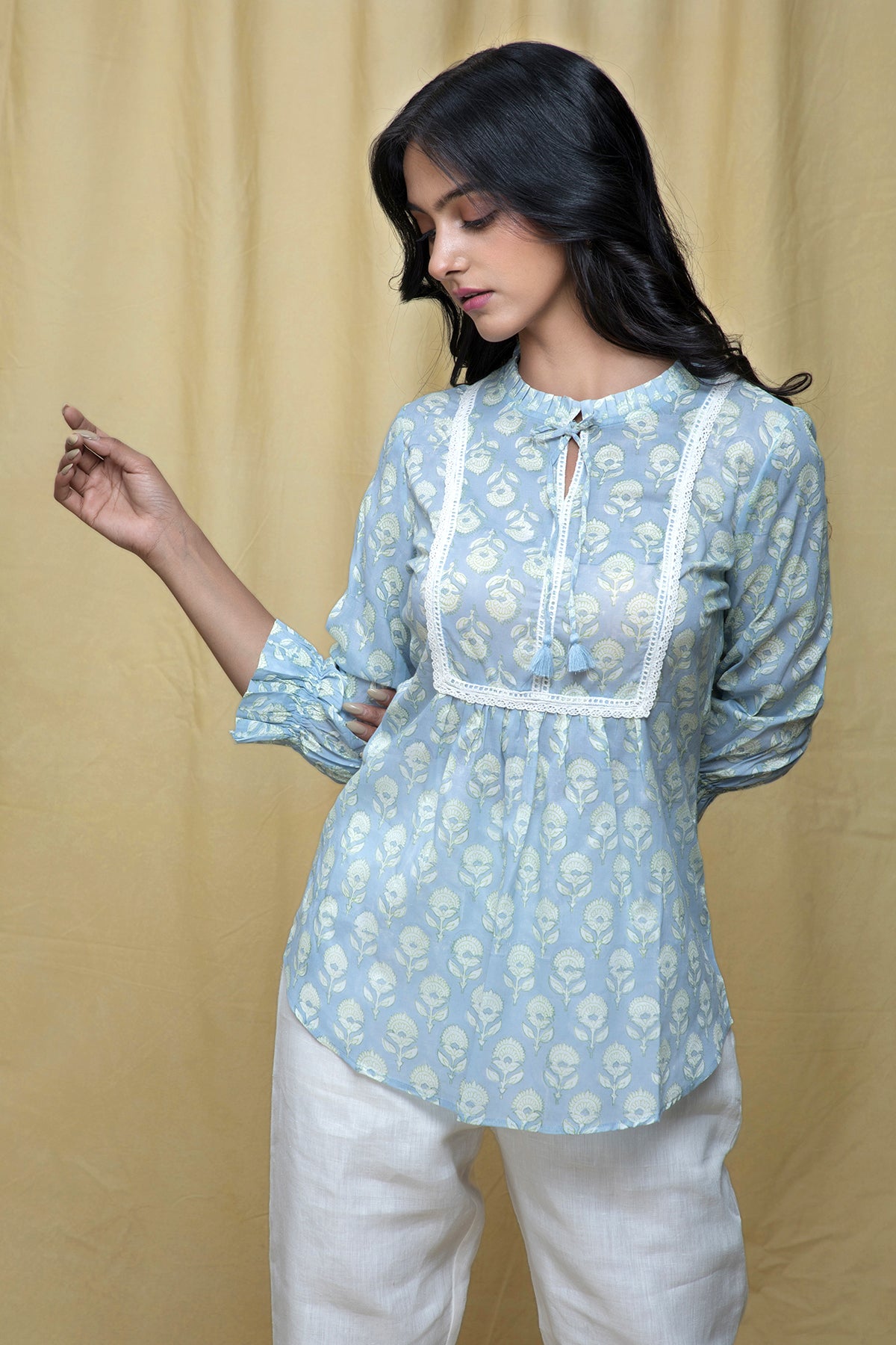 Inara Ice Blue Lace Top