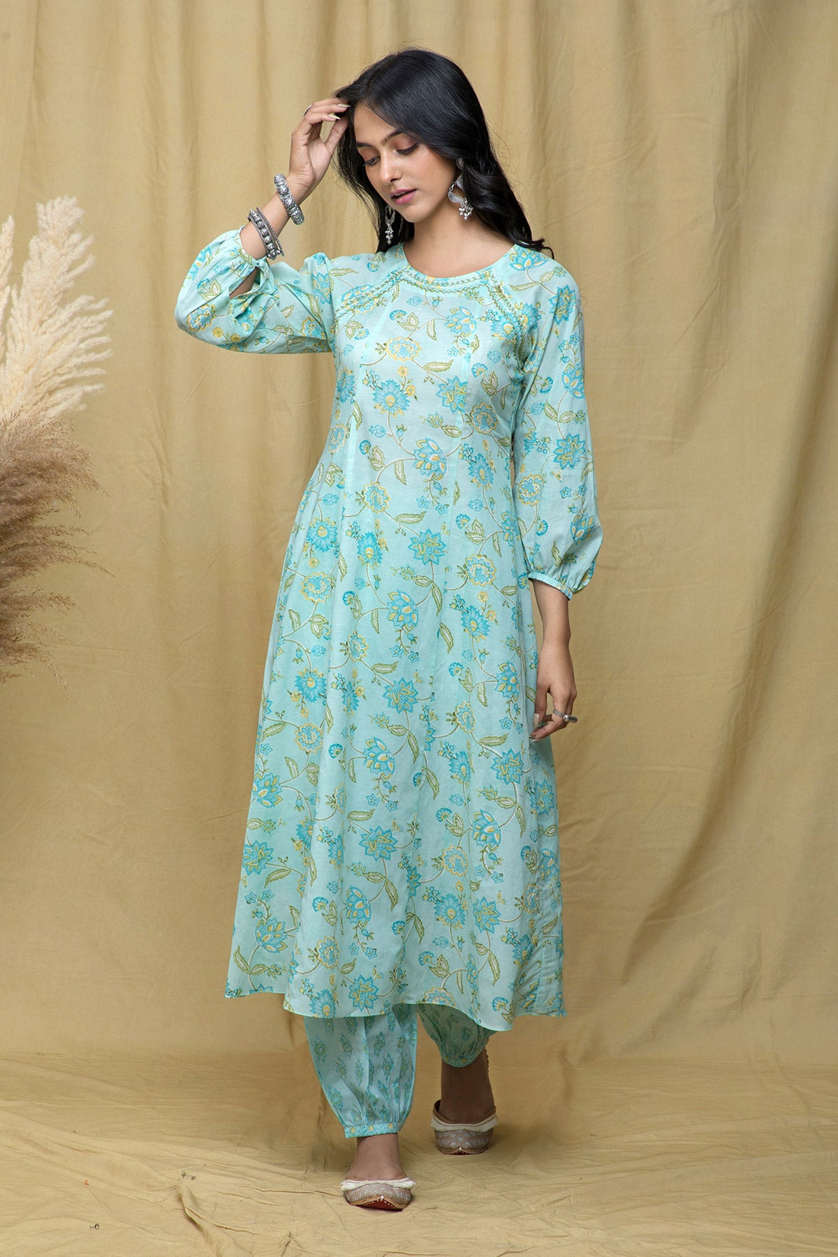 Sia Mint Blue A Line Suit Set