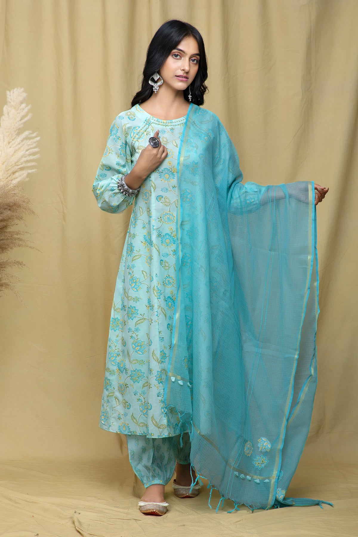 Sia Mint Blue A Line Suit Set