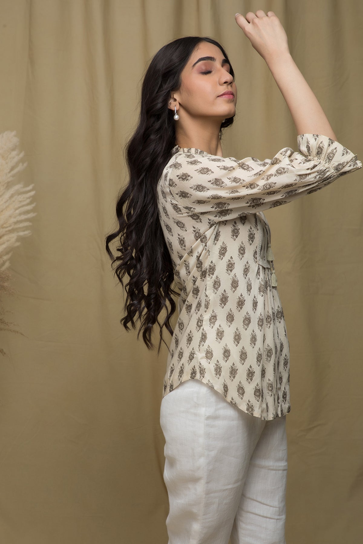 Dhara Beige Brown Lace Top