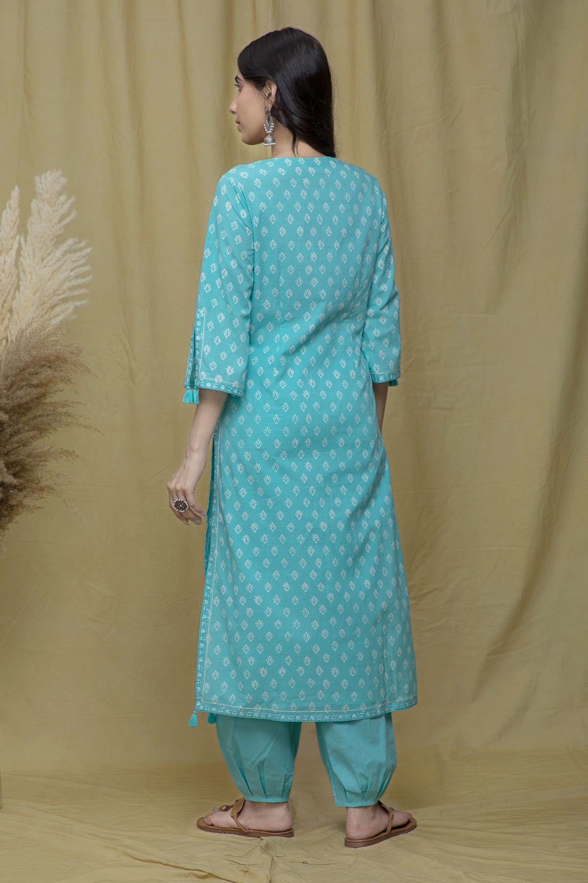 Noor Sea Green Slit Suit Set