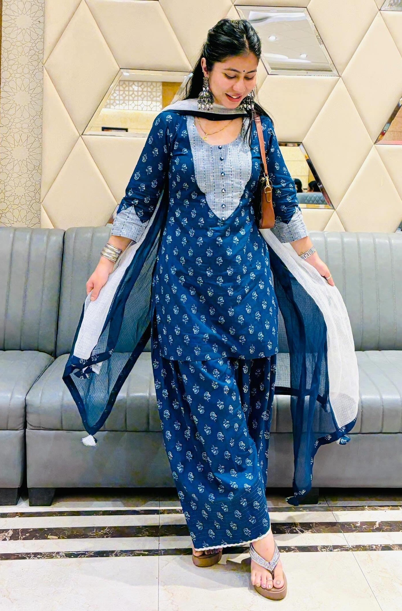 Indigo Rose Farshi Set without Dupatta