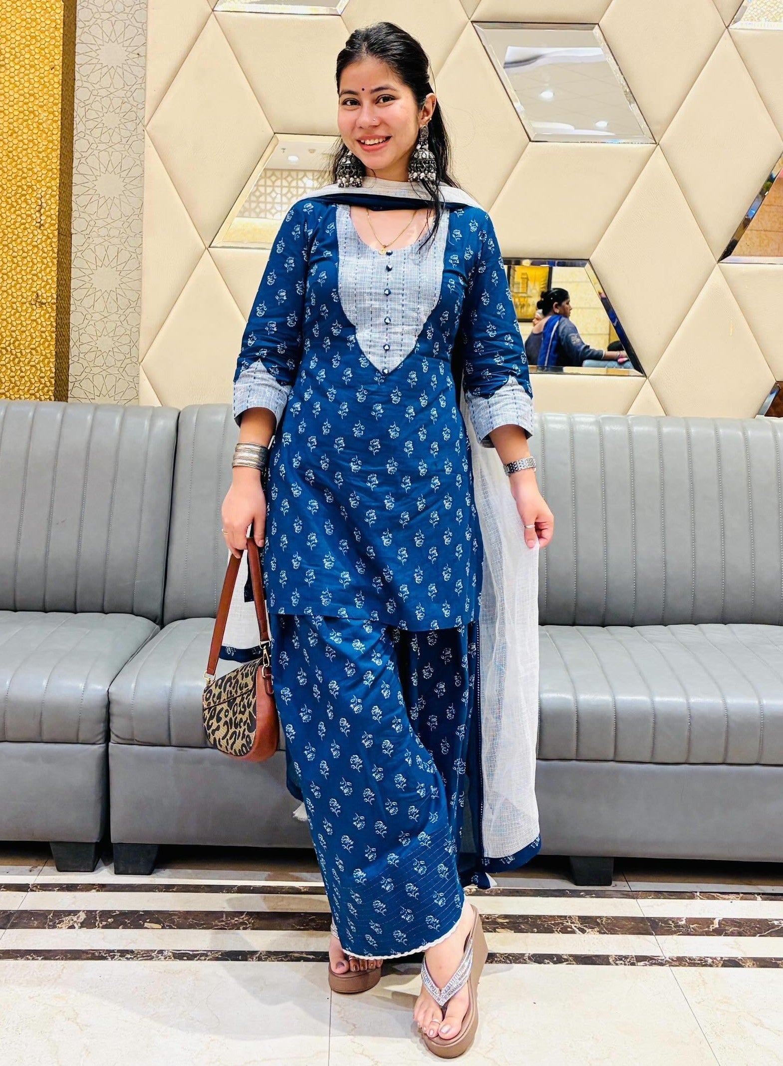 Indigo Rose Farshi Set without Dupatta