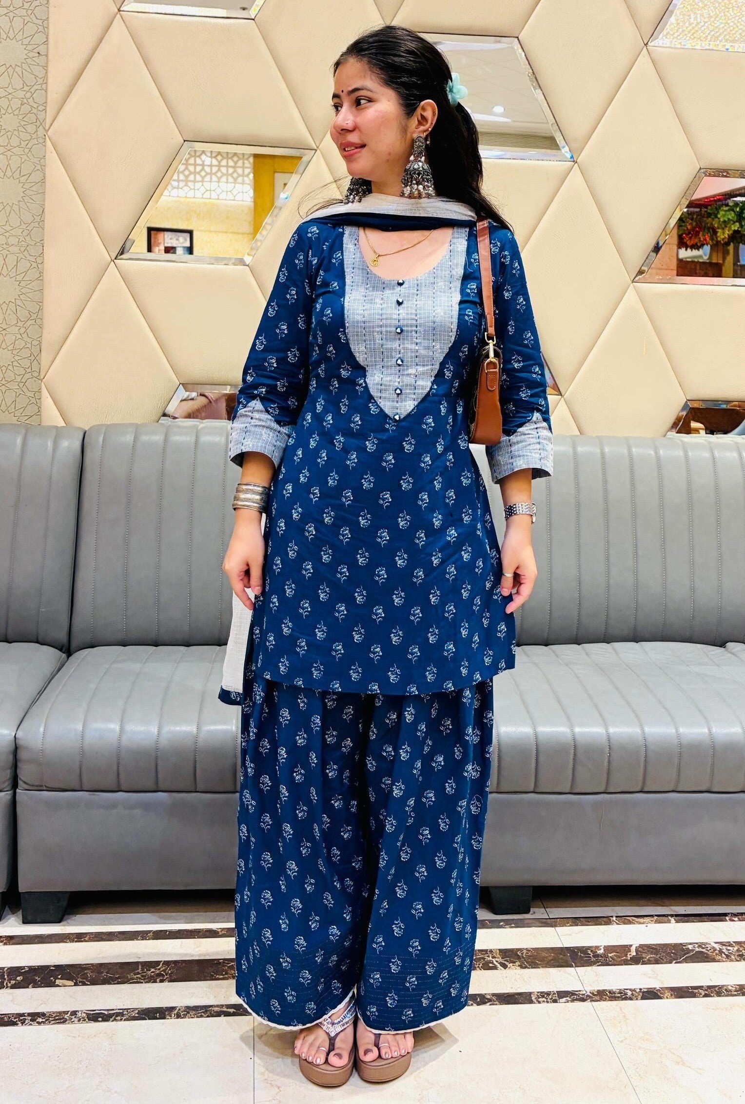 Indigo Rose Farshi Set without Dupatta