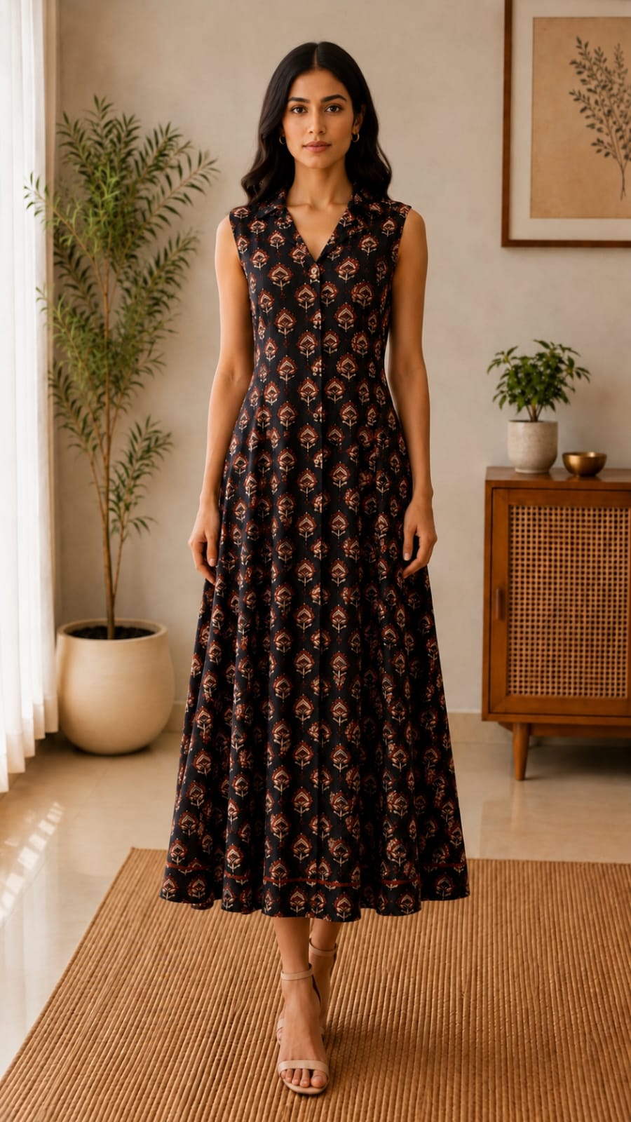 Midnight Floral Collar Dress